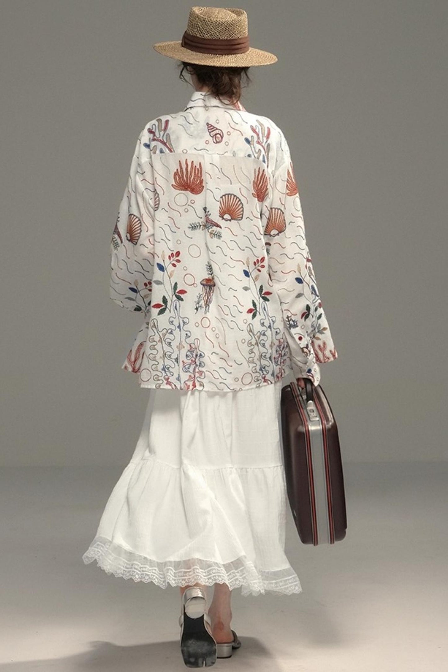 Shining Starfish Embroidery Shirt