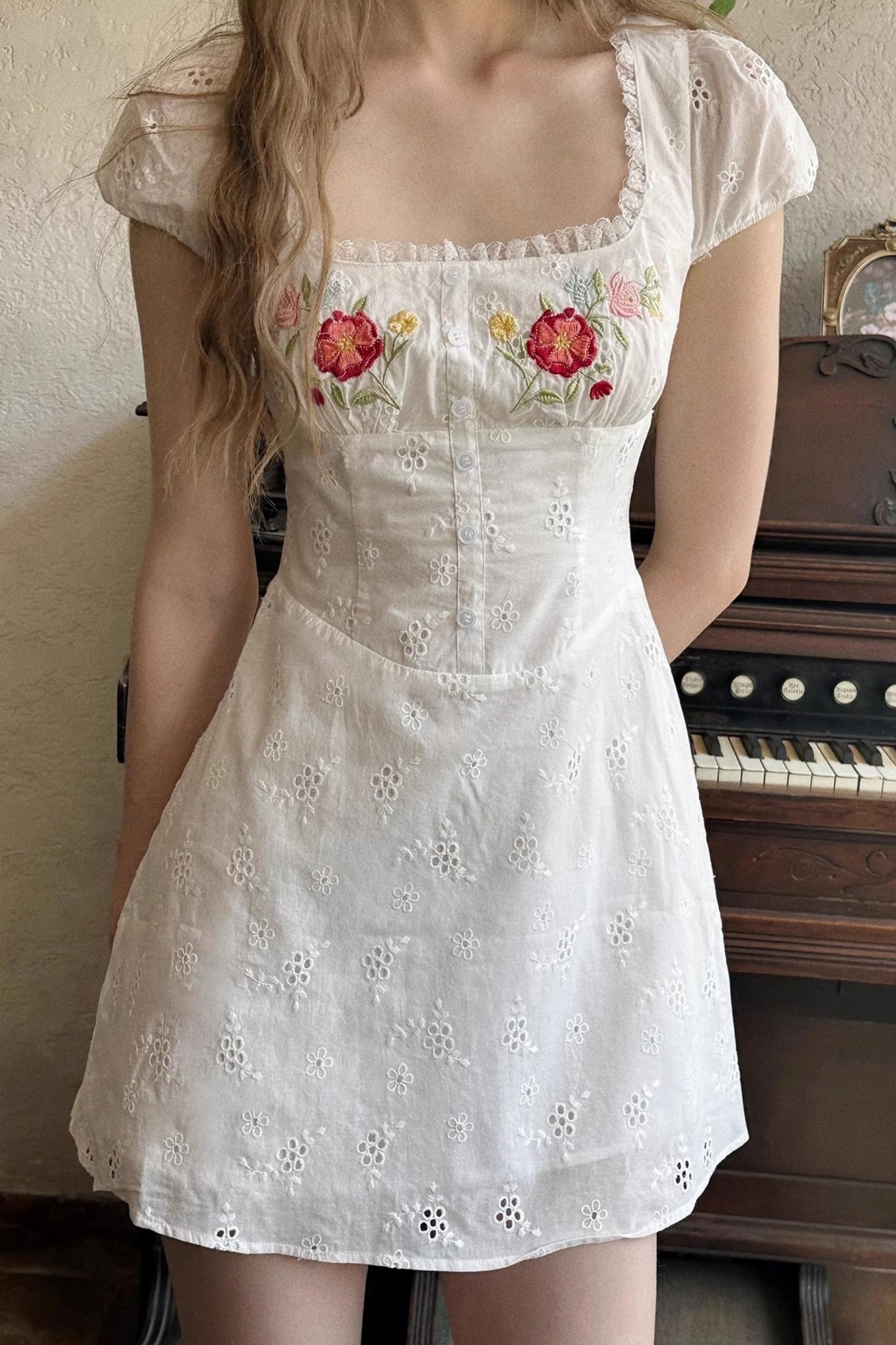 Embroidered A-Line Dress