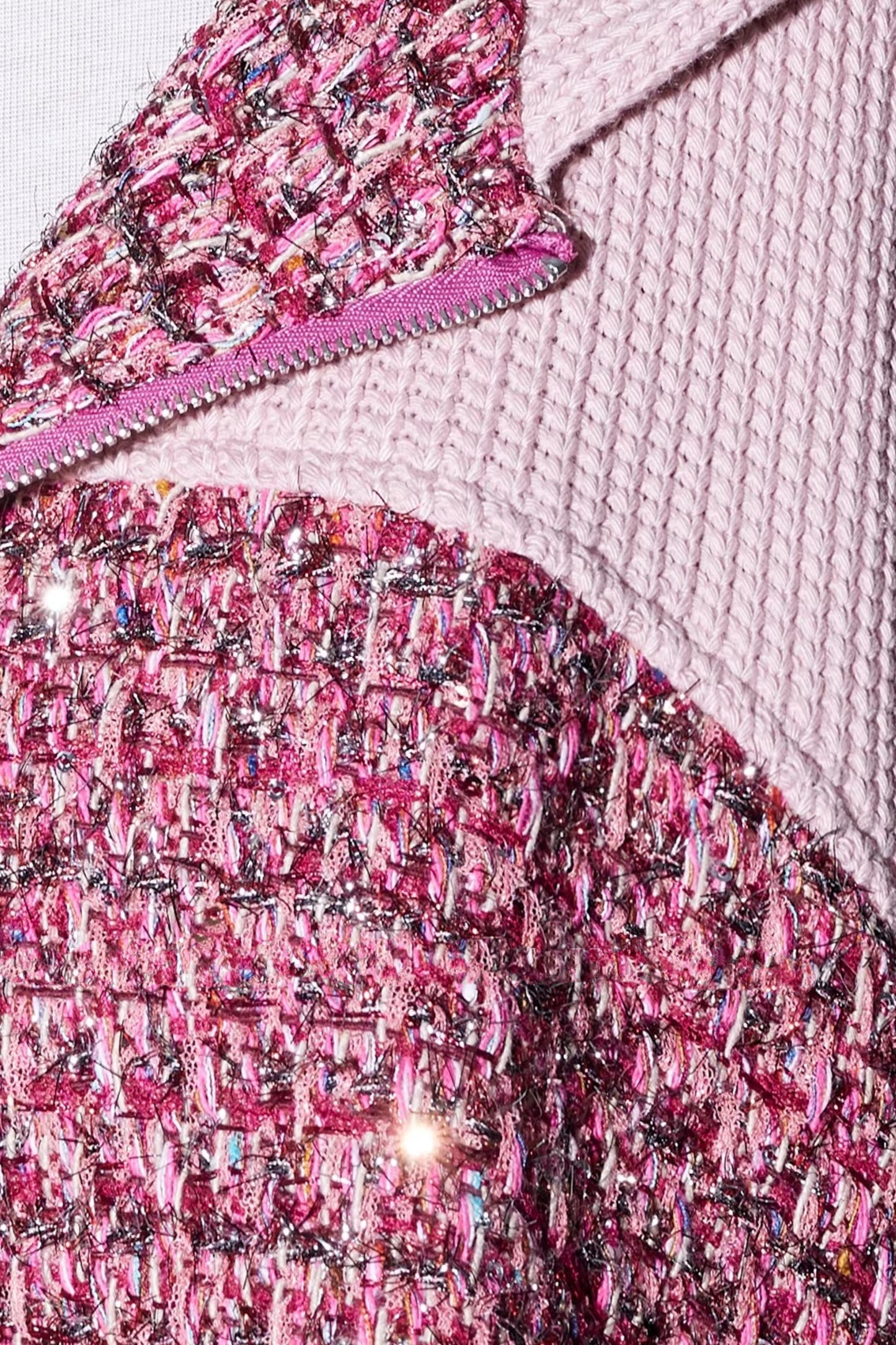Dekonstruiertes Tweed-Strickjacken-Set
