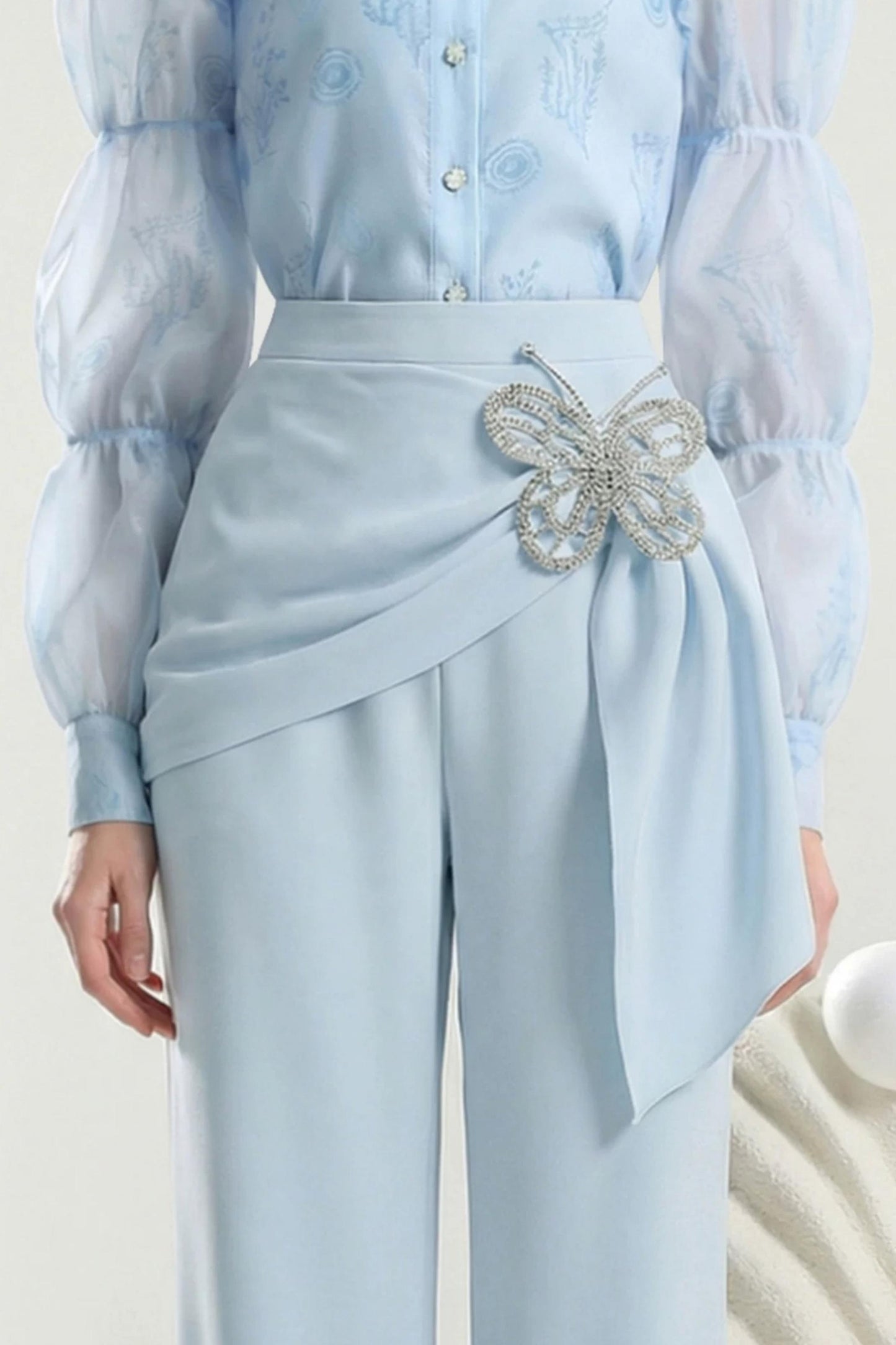 Butterfly Mist Ice Blue Blouse set-Up