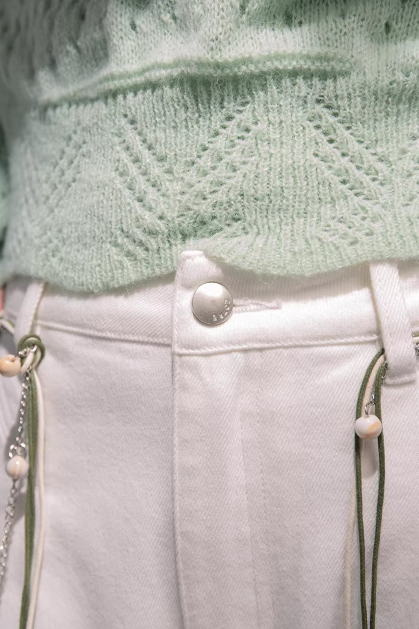 Frühlingsgrünes Strickwesten-Zweiteiliges Set