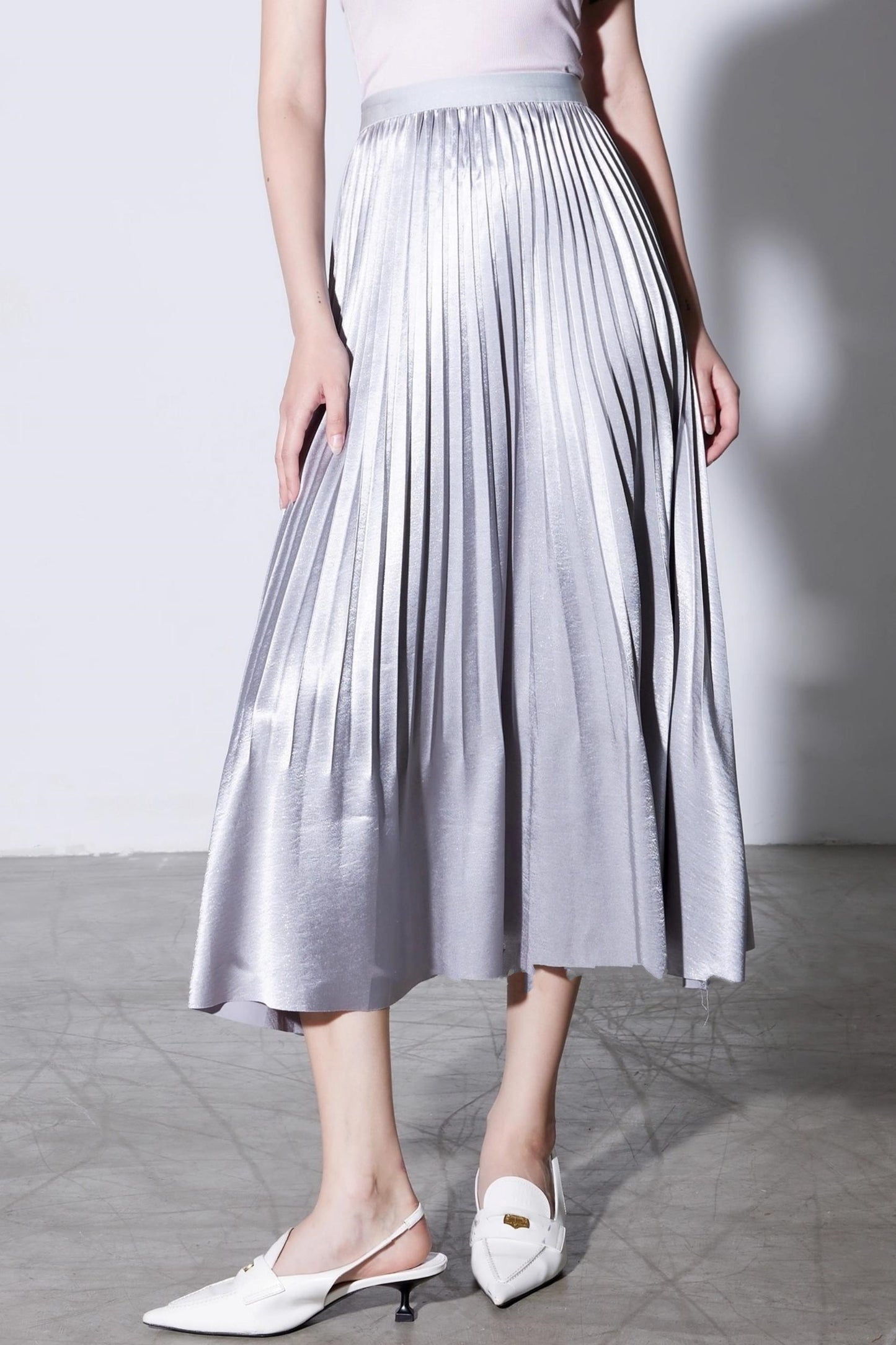 Gilt Satin Mermaid Pleated Skirt
