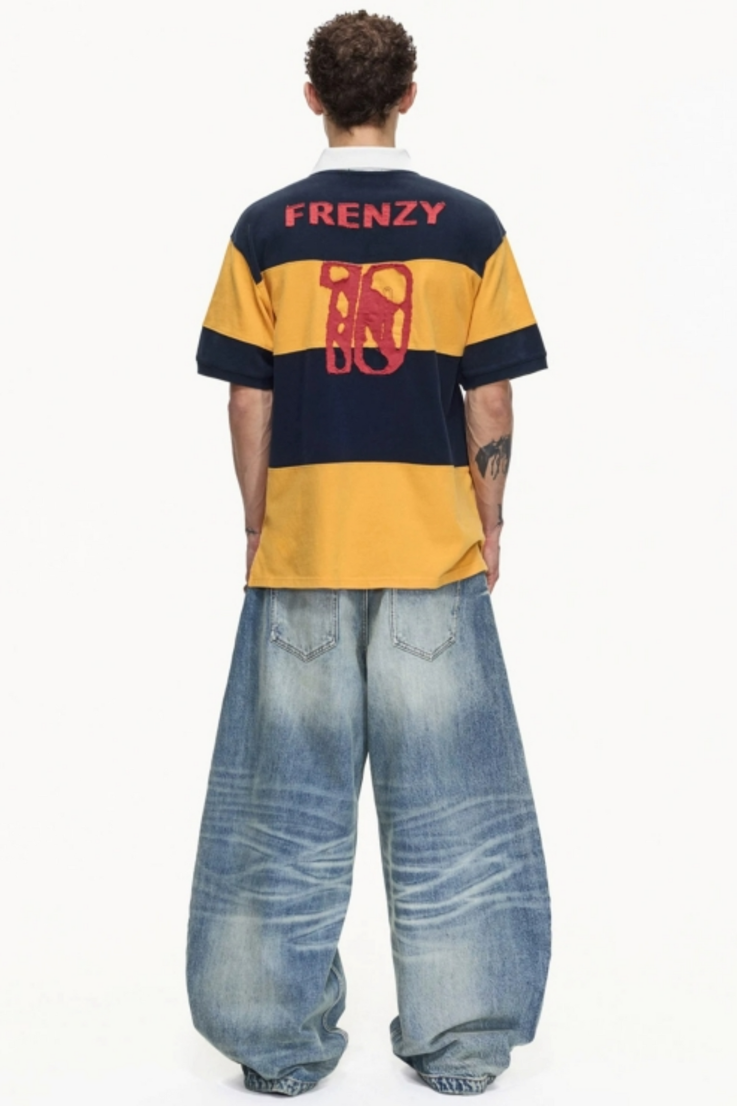 Black and Yellow Striped Polo