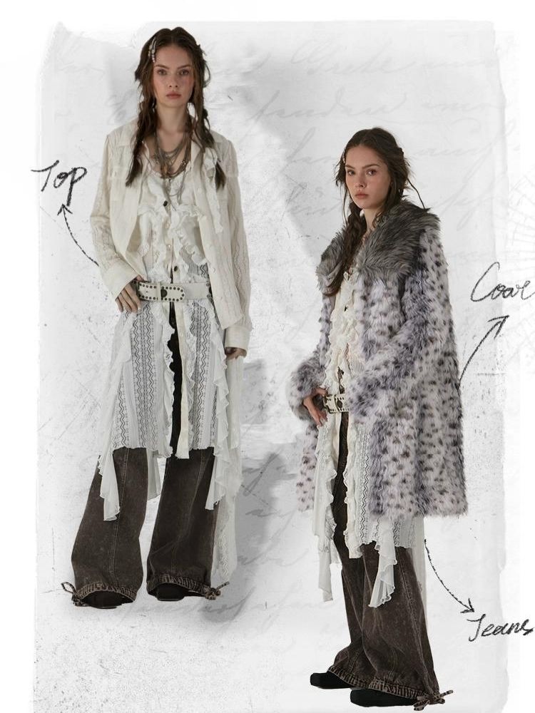 러플 레이스 불규칙 홀터 드레스