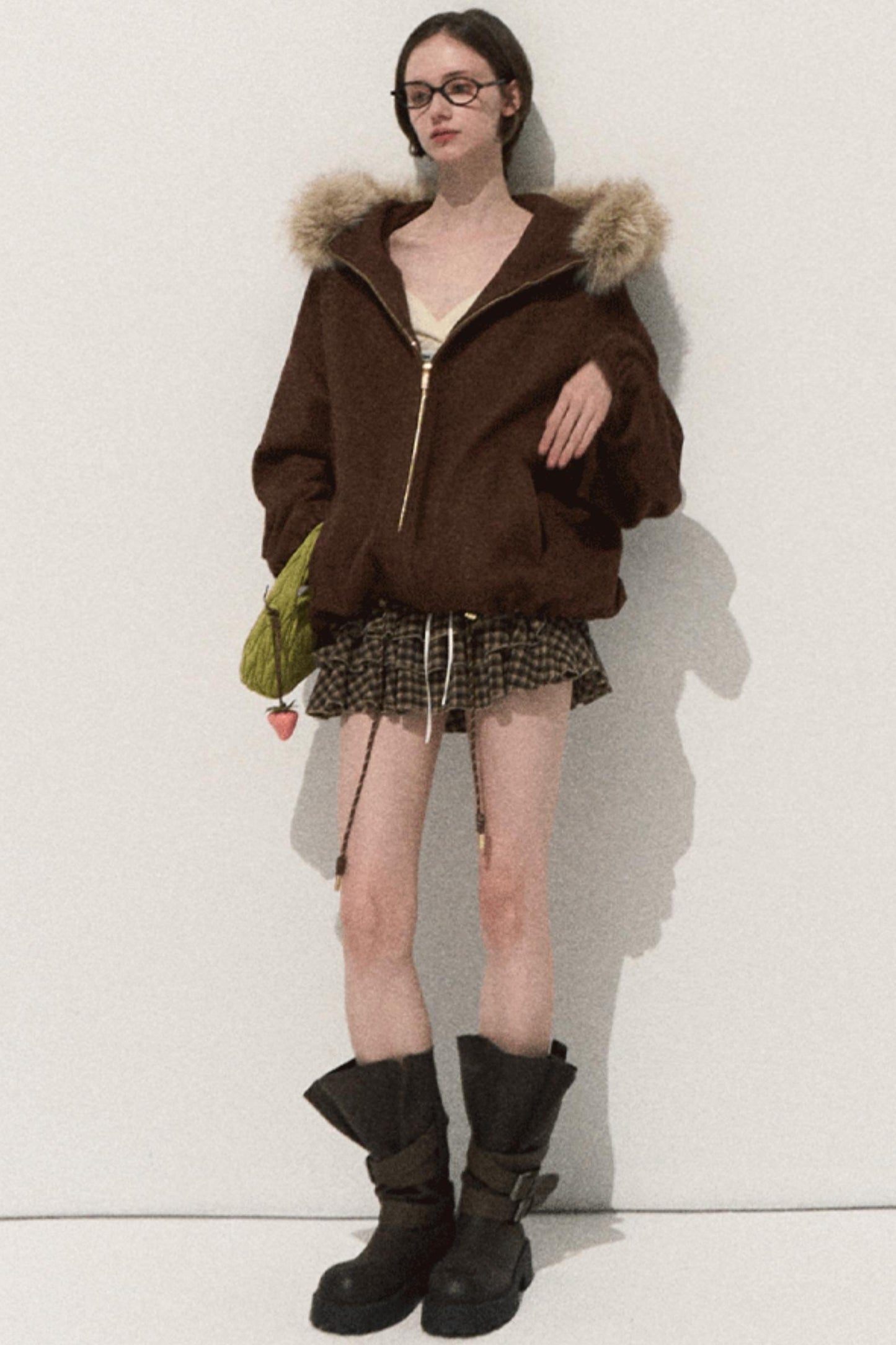 Shrine Plaid Woolen A-Line Skirt