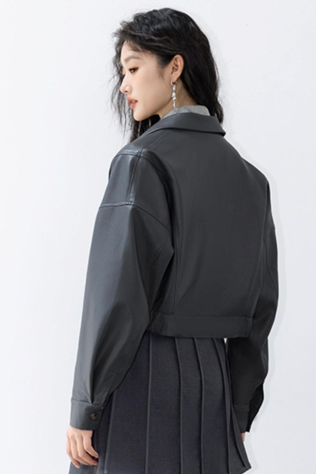 불규칙한 회색 바이커 재킷