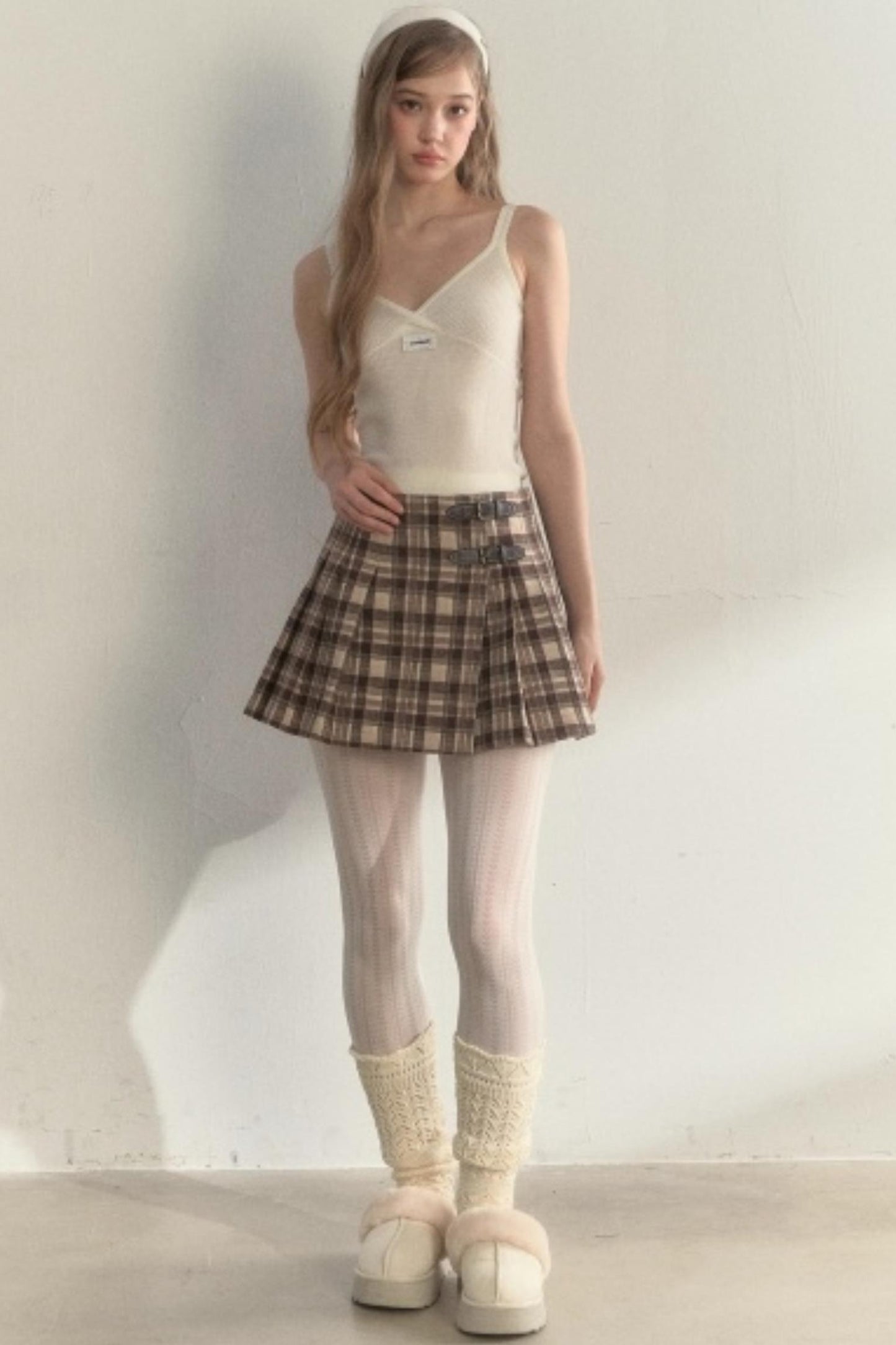 Retro Plaid Pleated Skirt