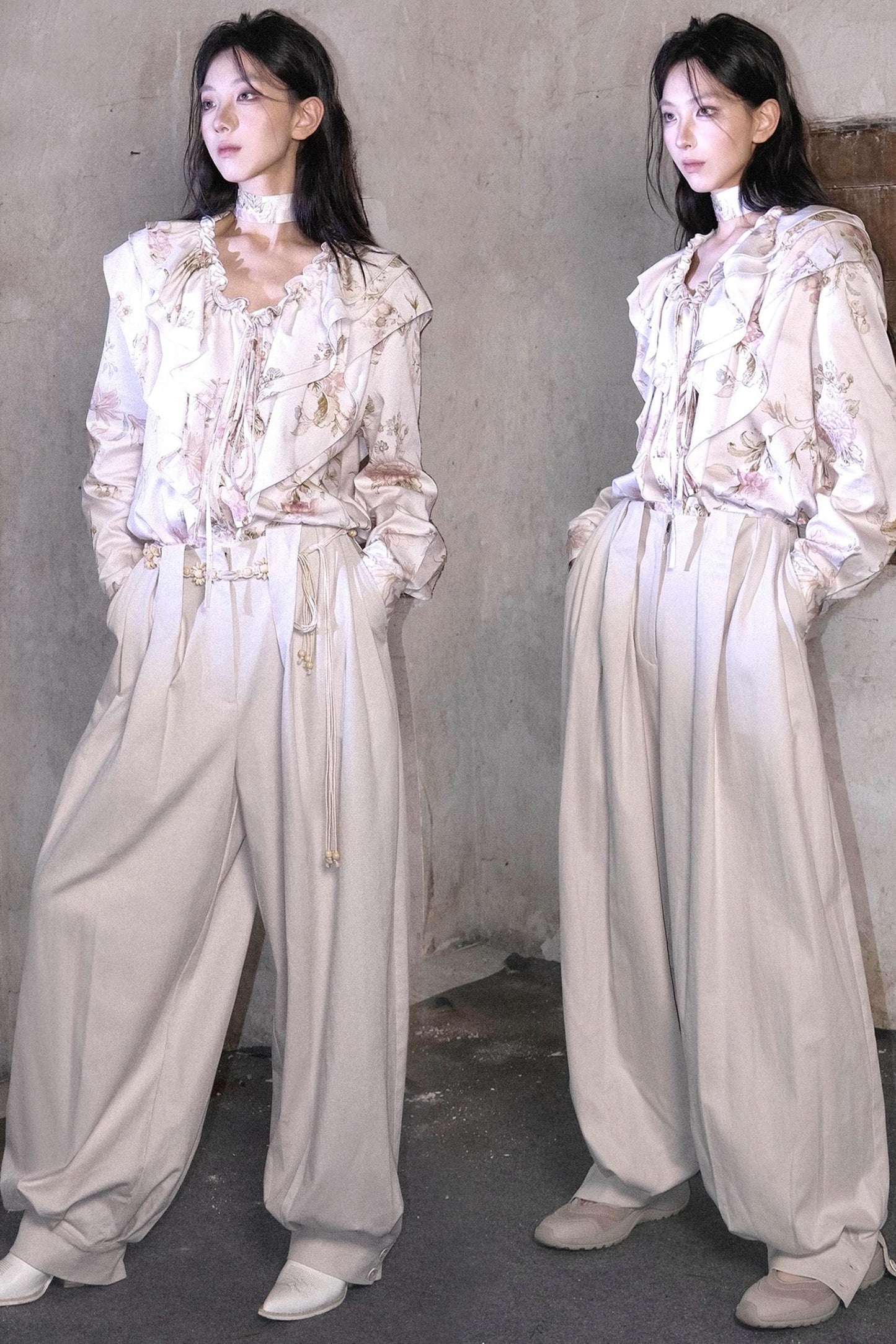 Tencel Pleated Wide-Leg Pants