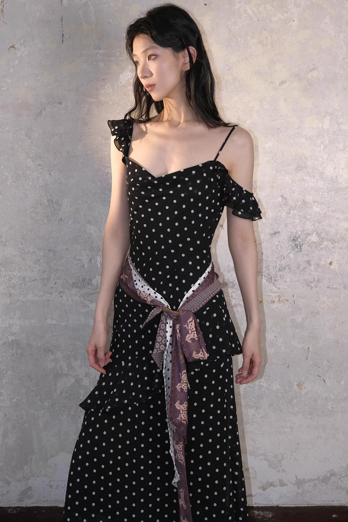 Retro Polka Dot Fishtail Dress
