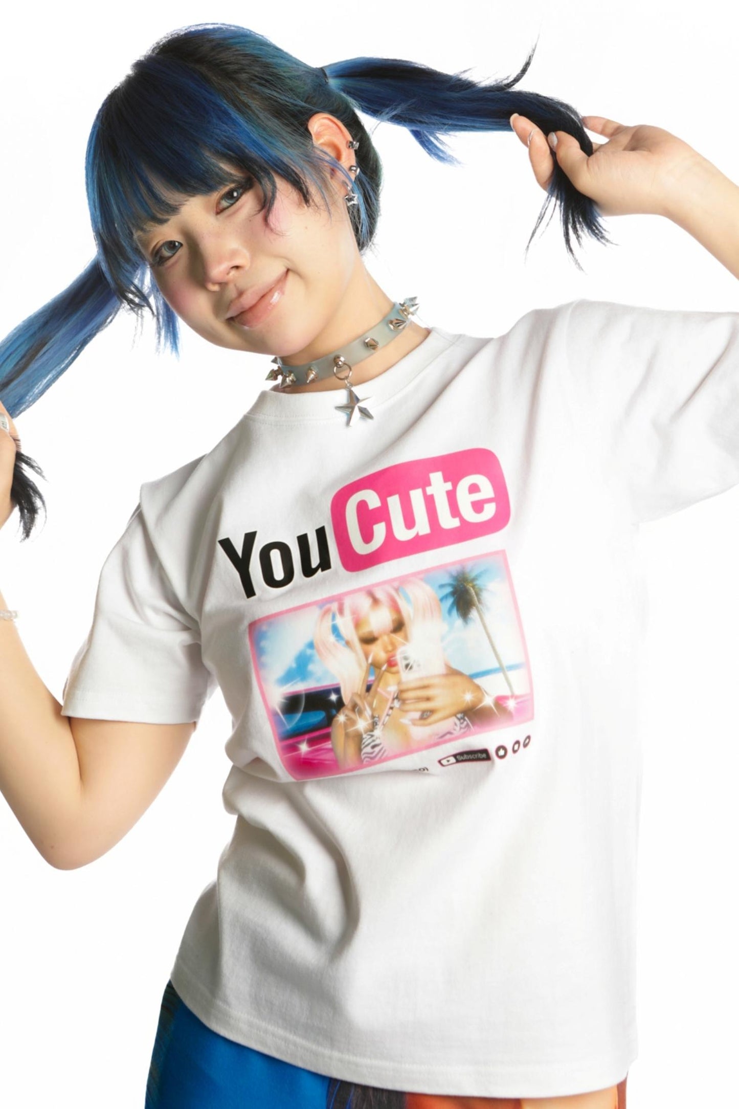 American Boom Print Cotton Slim Shoulder T-Shirt