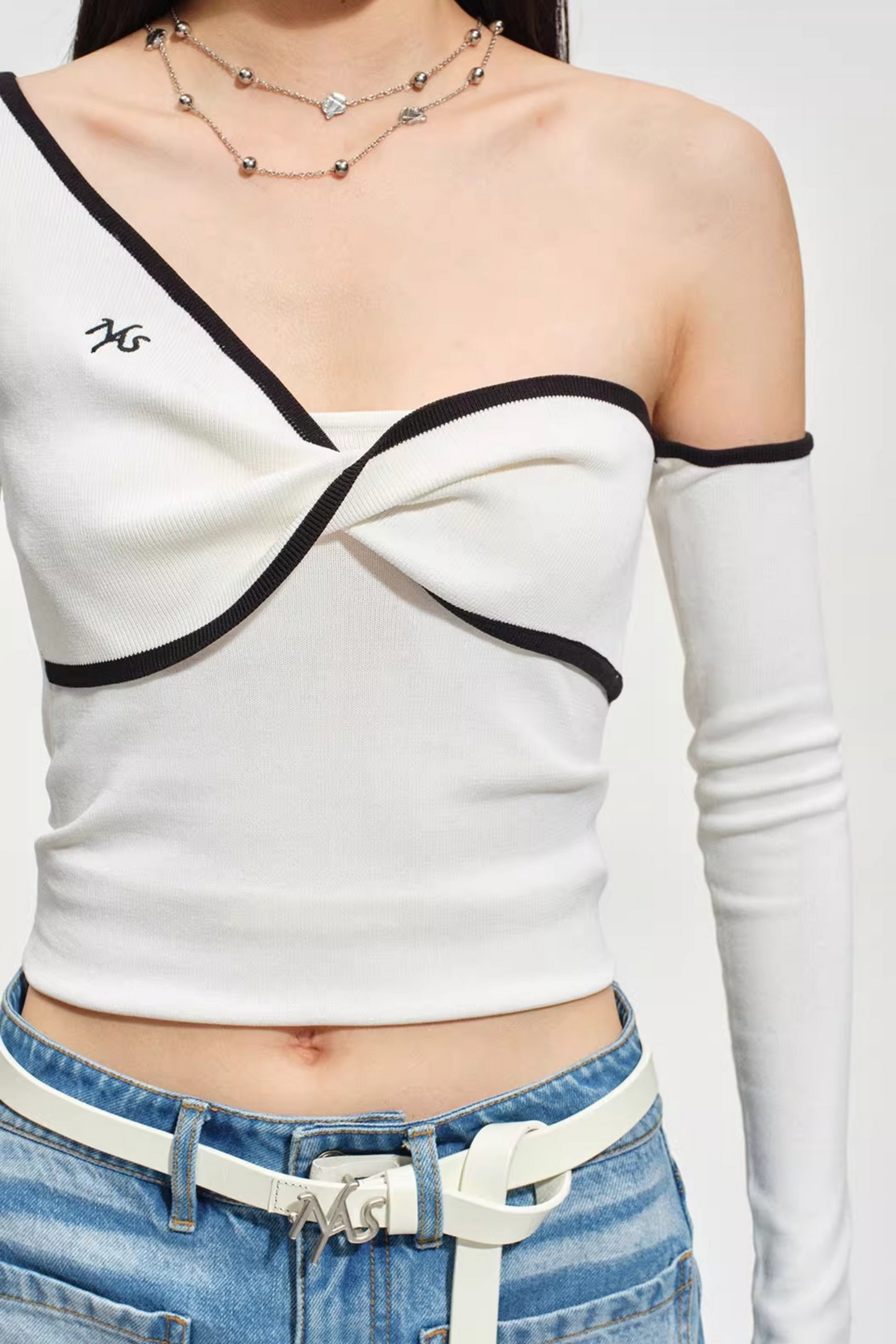 Sculpted Off-Shoulder Knit Top
