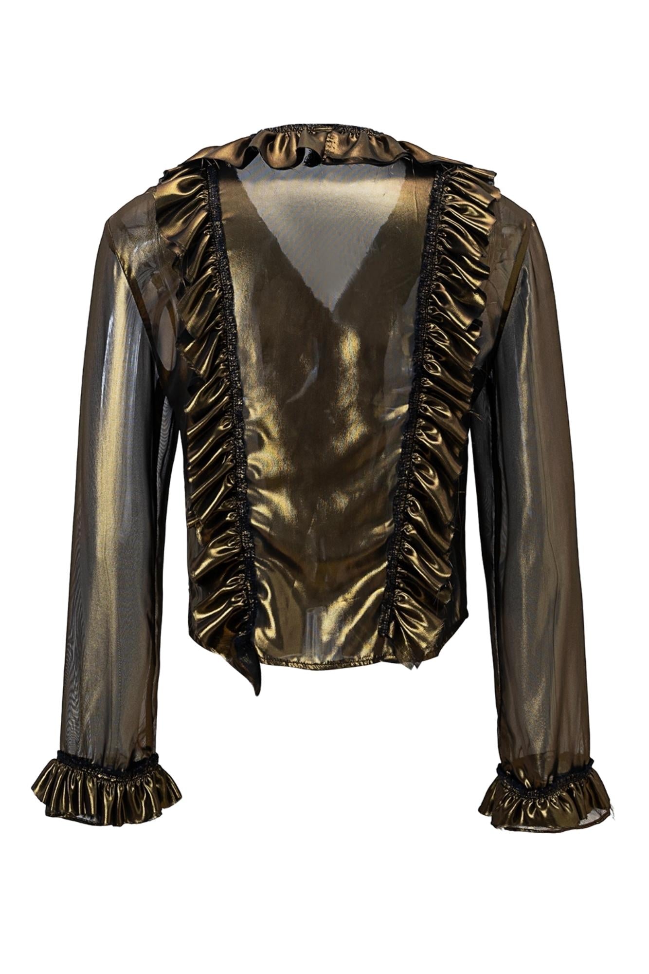 Metallic Bronze Mesh Cardigan