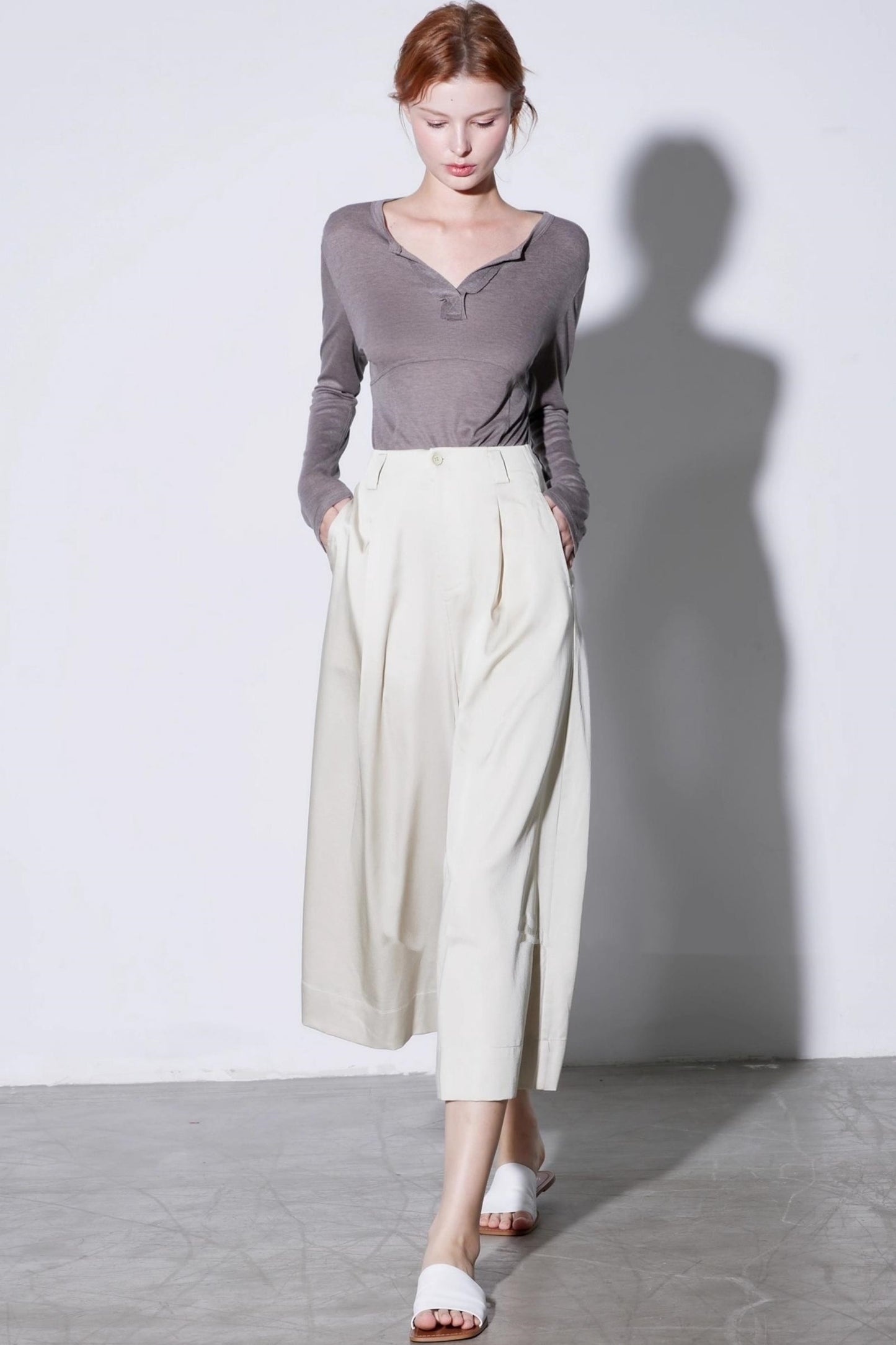 Cool Tencel High-waisted Wide-leg Pants