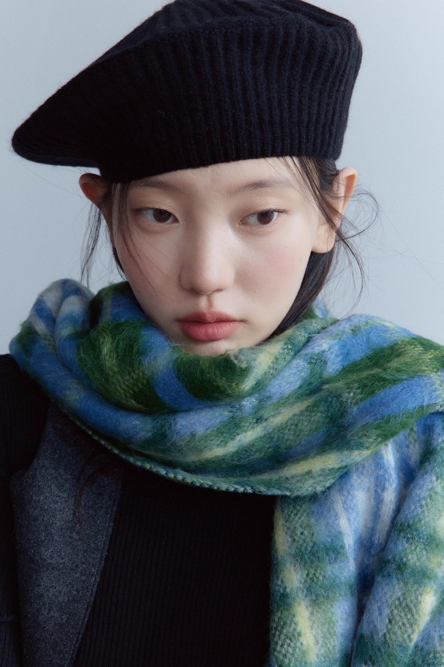 Sesame Plaid Wool Scarf