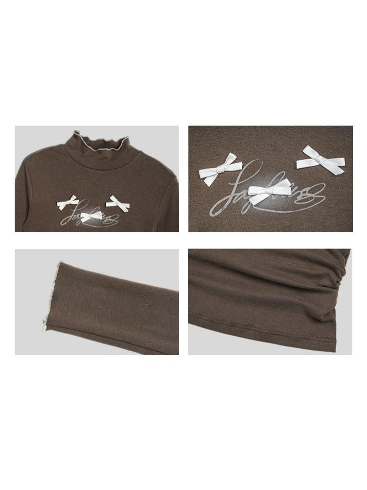 Lust Bow Halb Hochkragen Unterteil T-Shirt