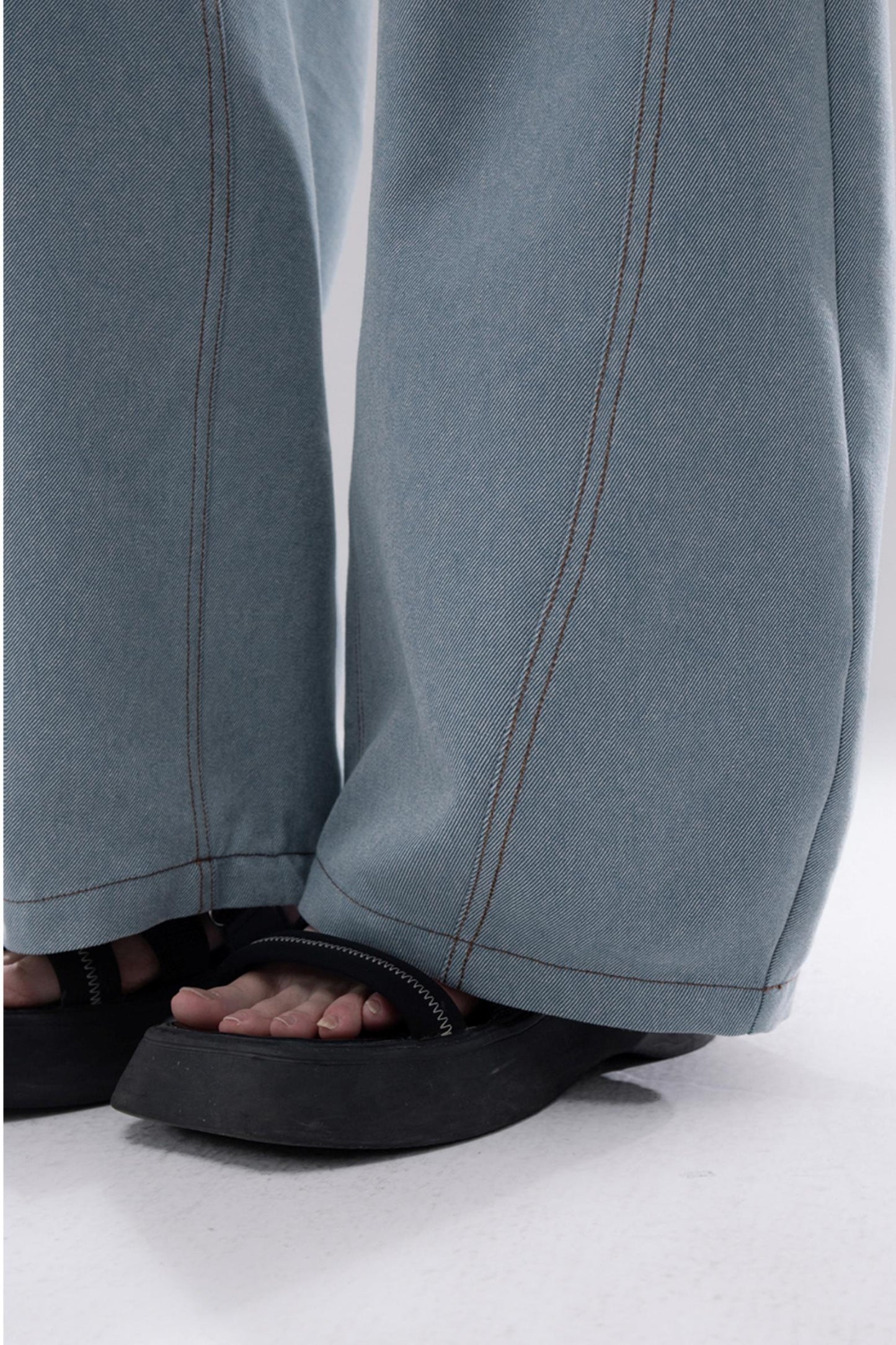 Denim Fusion Lace Suspenders Vest & Sickle Pants Set