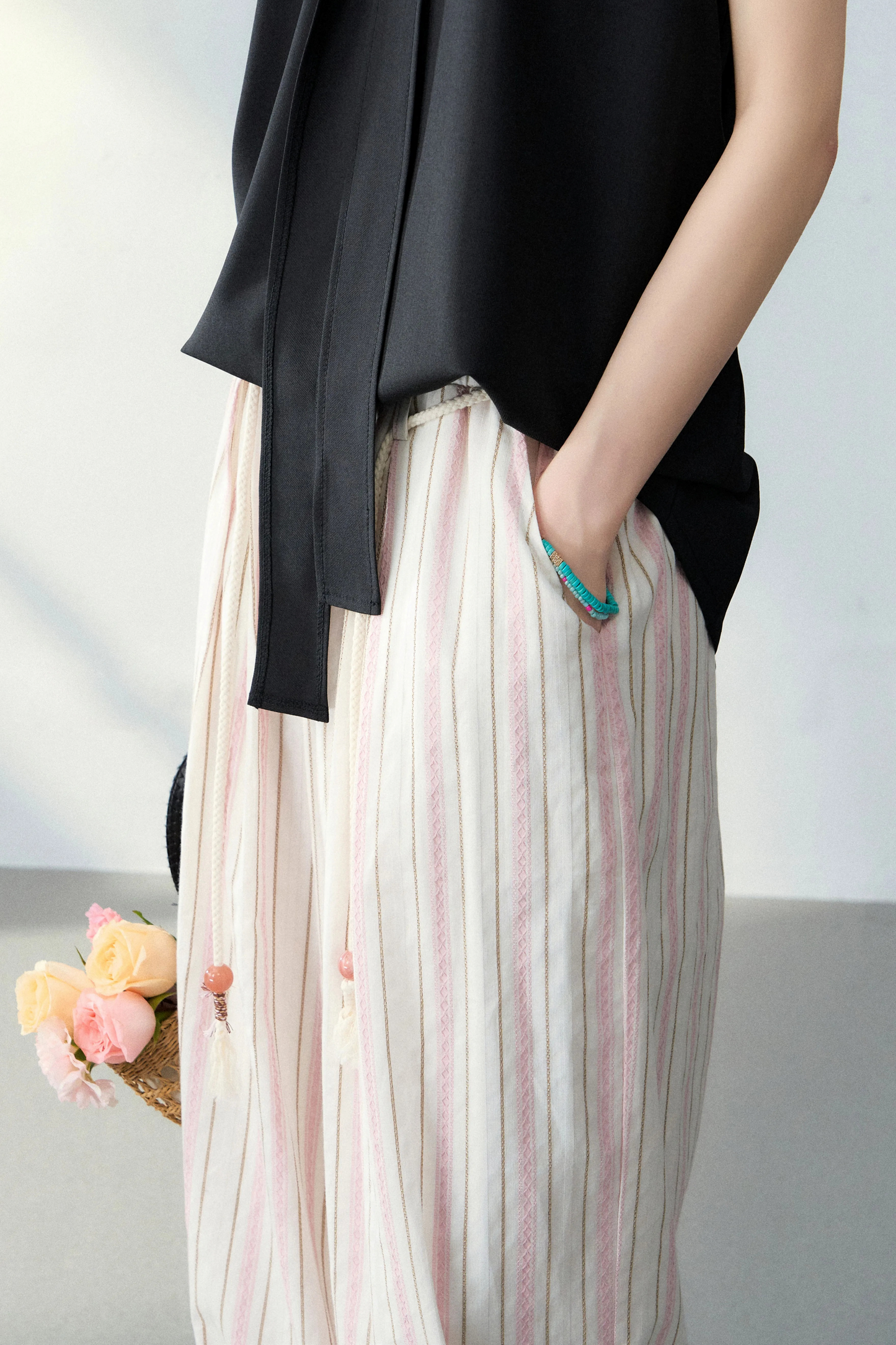 Old Money Striped Linen Pants Set-Up