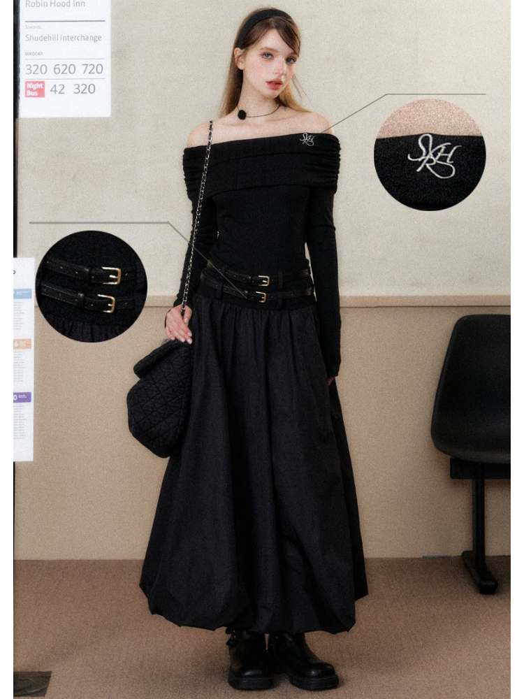 럭셔리 슬림 웨이스트 원 숄더 드레스