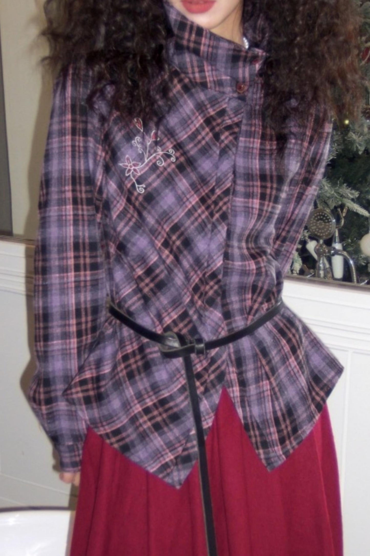 Brushed Plaid Lapel Shirt