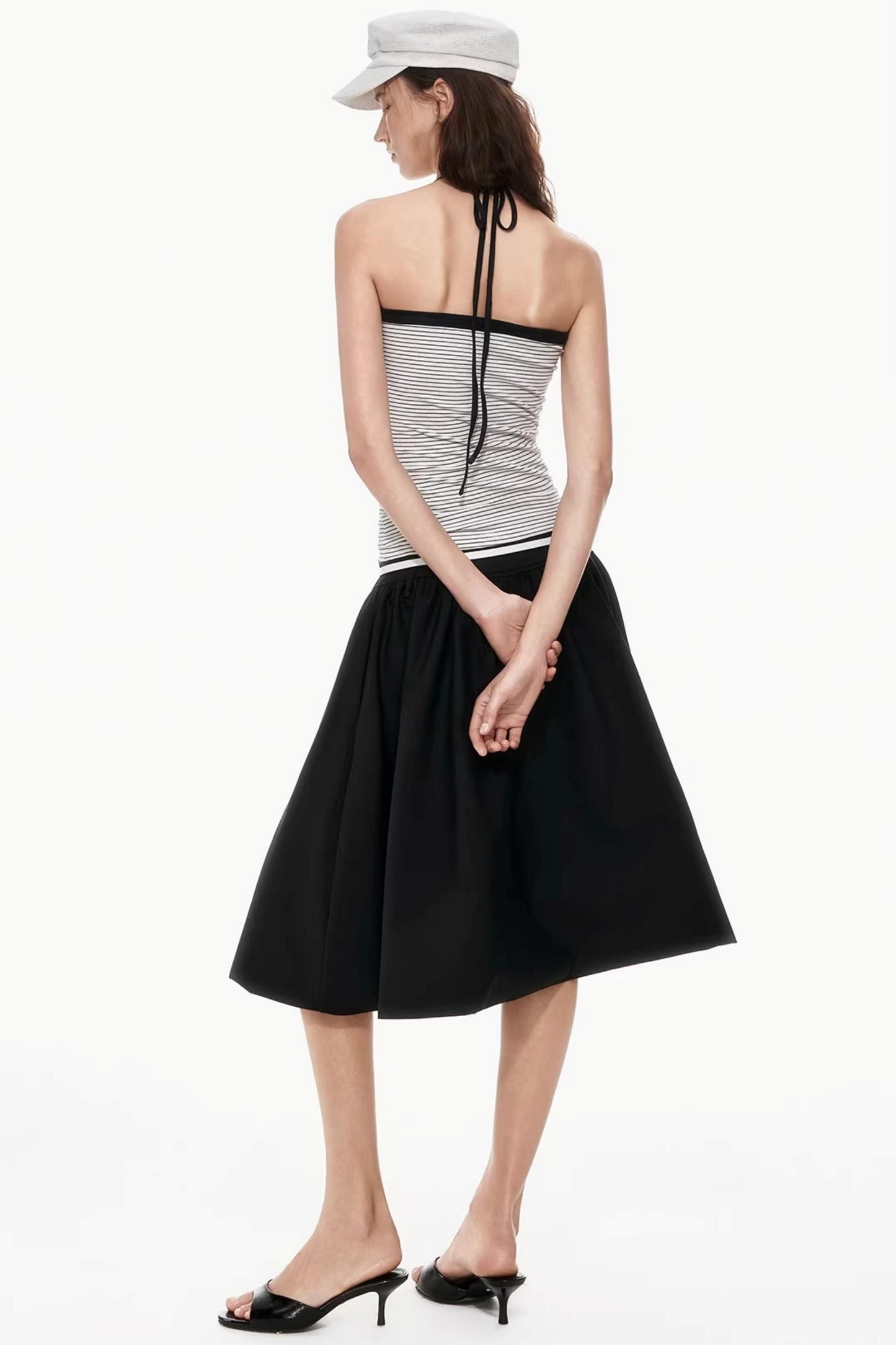 Two-Tone Pleated Puffy Skirt