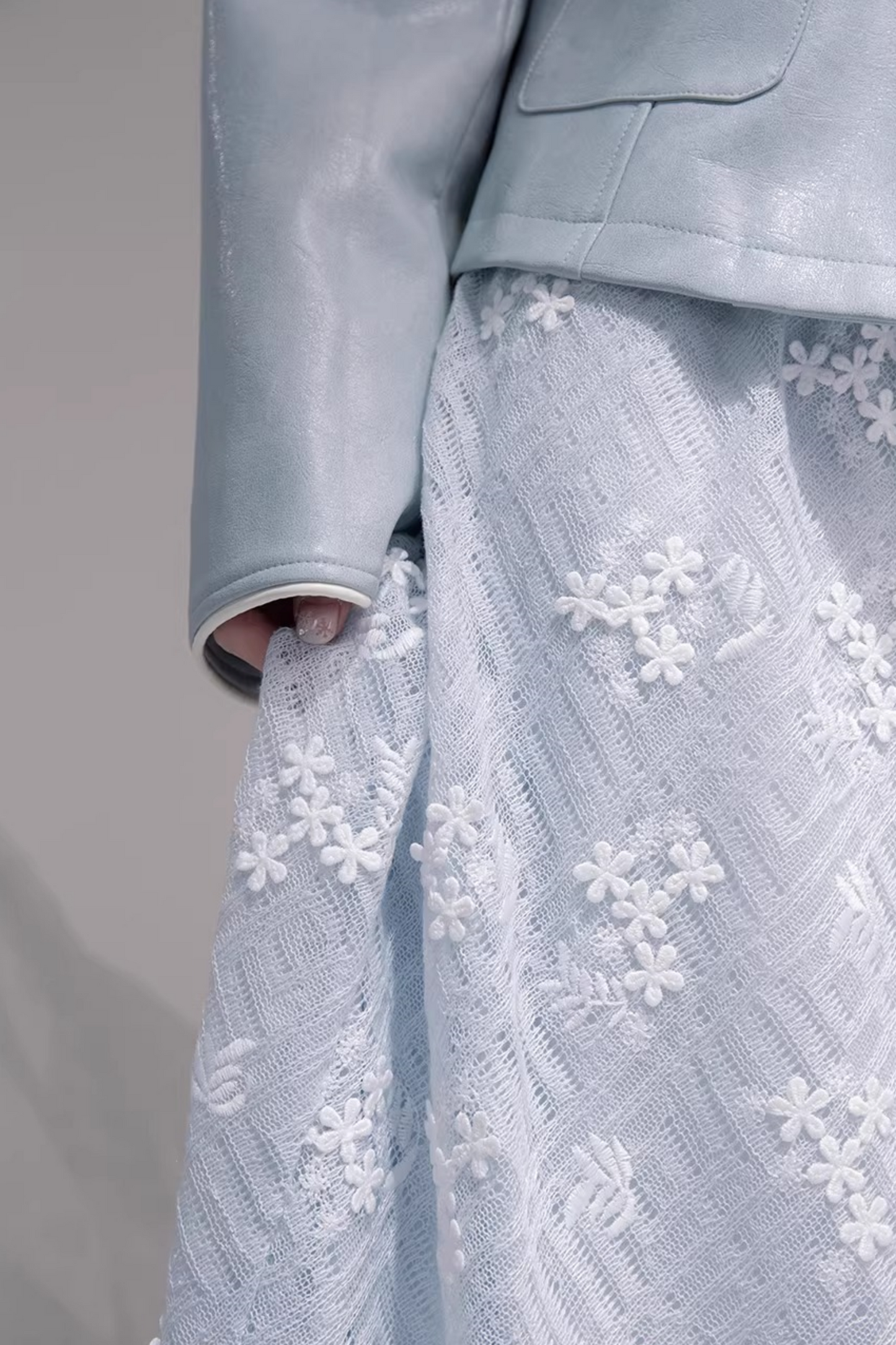 Embroidered Ice Lake Blue Dress