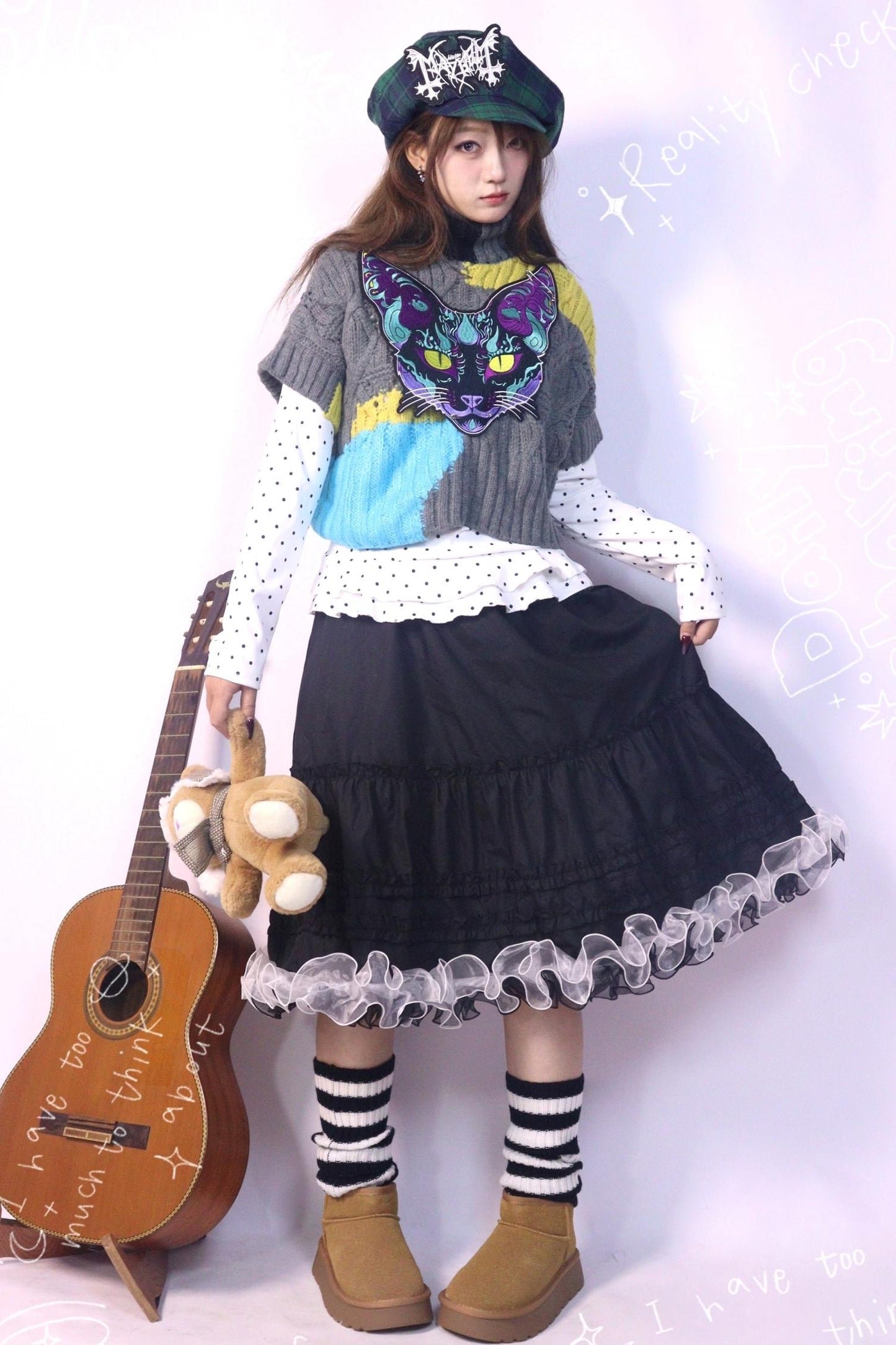 Green Plaid Beret Cap