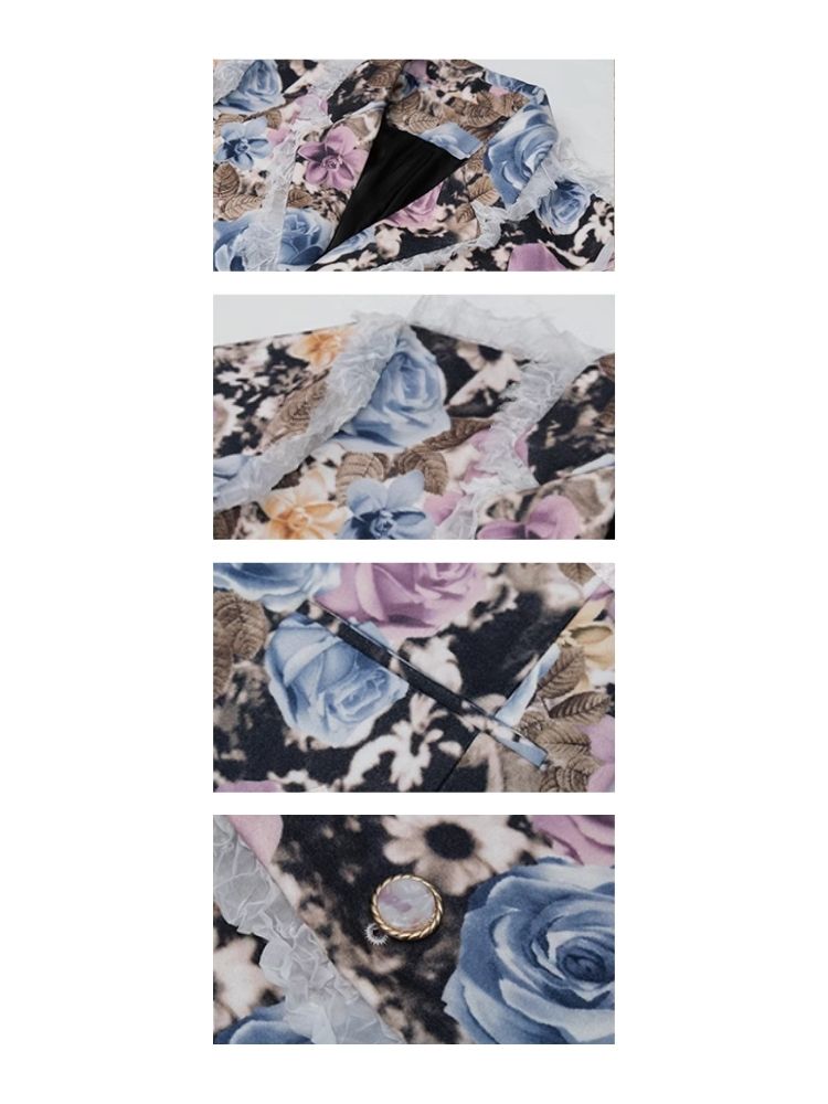 Bunter bedruckter Patchwork-Tweed-Blazer