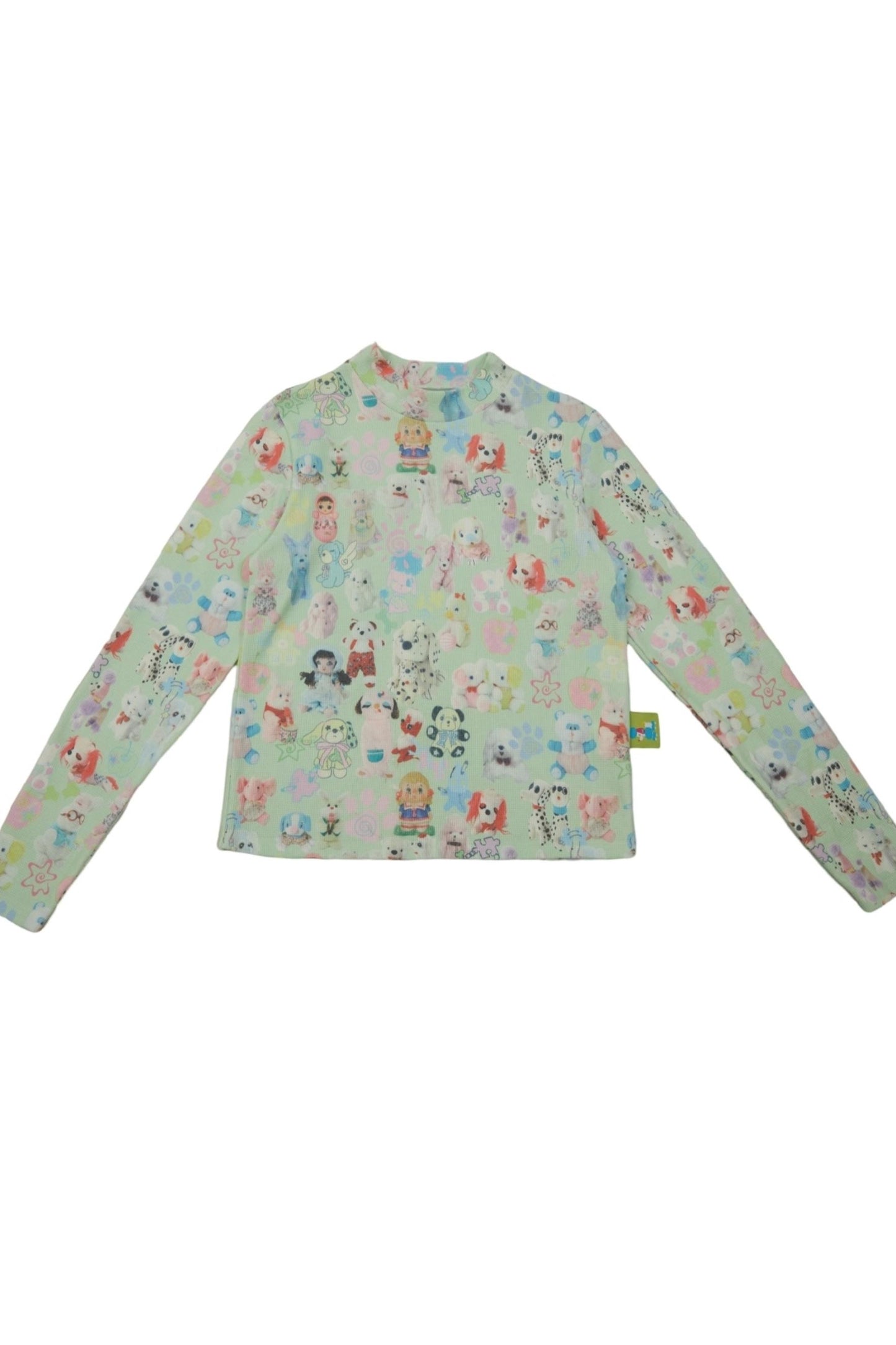 그린 프린트 기본 셔츠