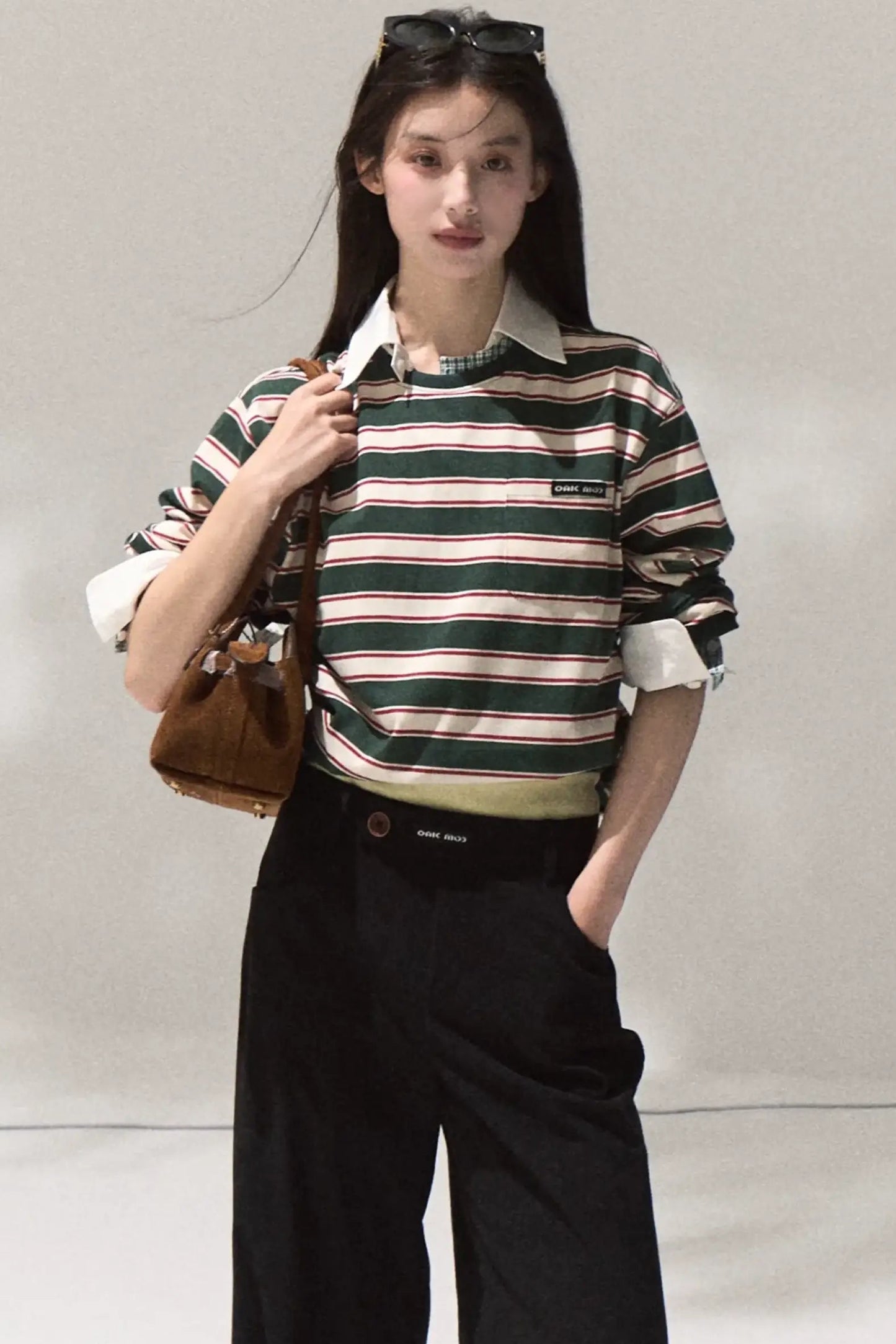 Linear Corduroy Straight Drape Pants