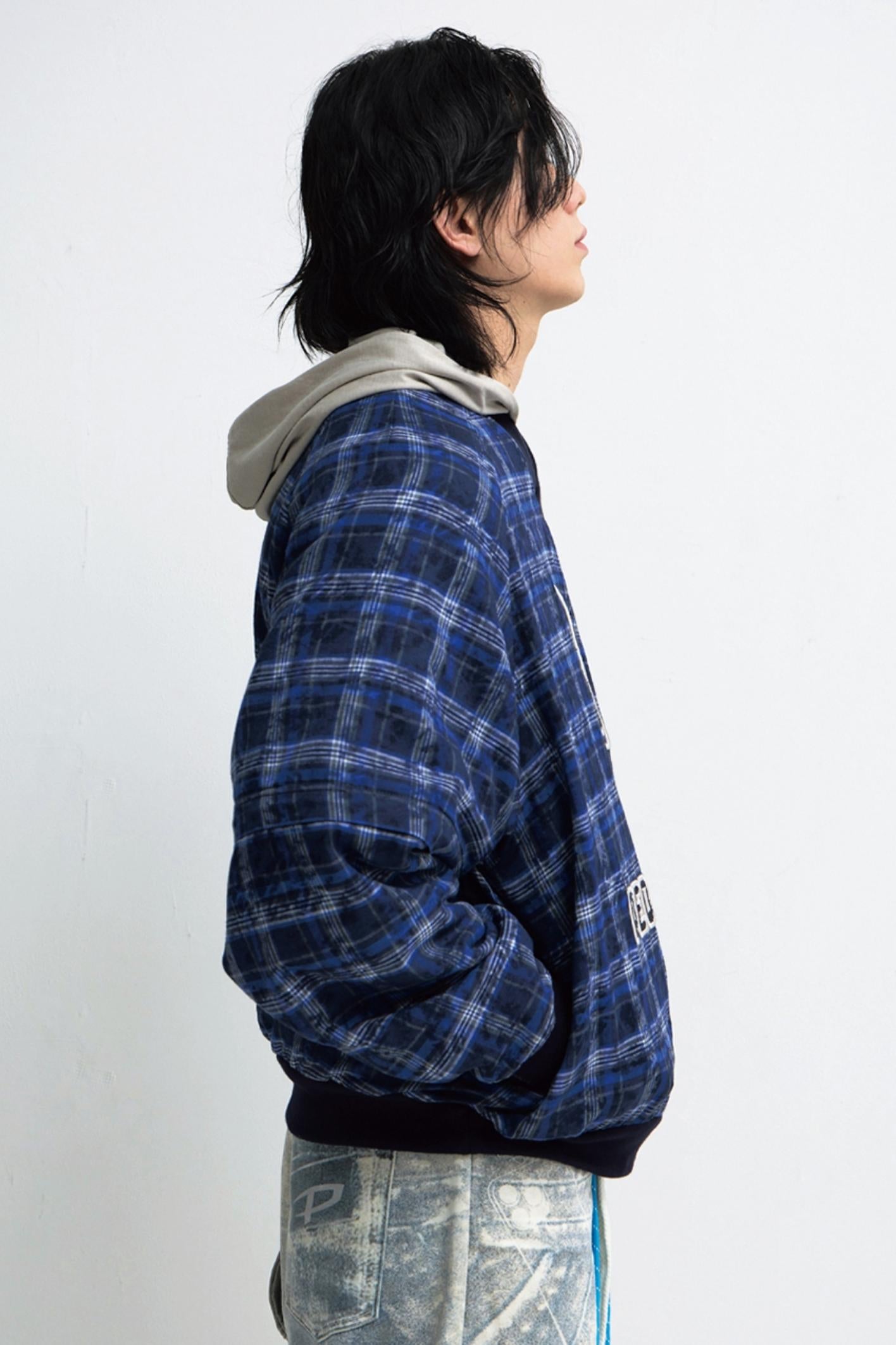 Retro abnehmbare karierte Baumwolljacke