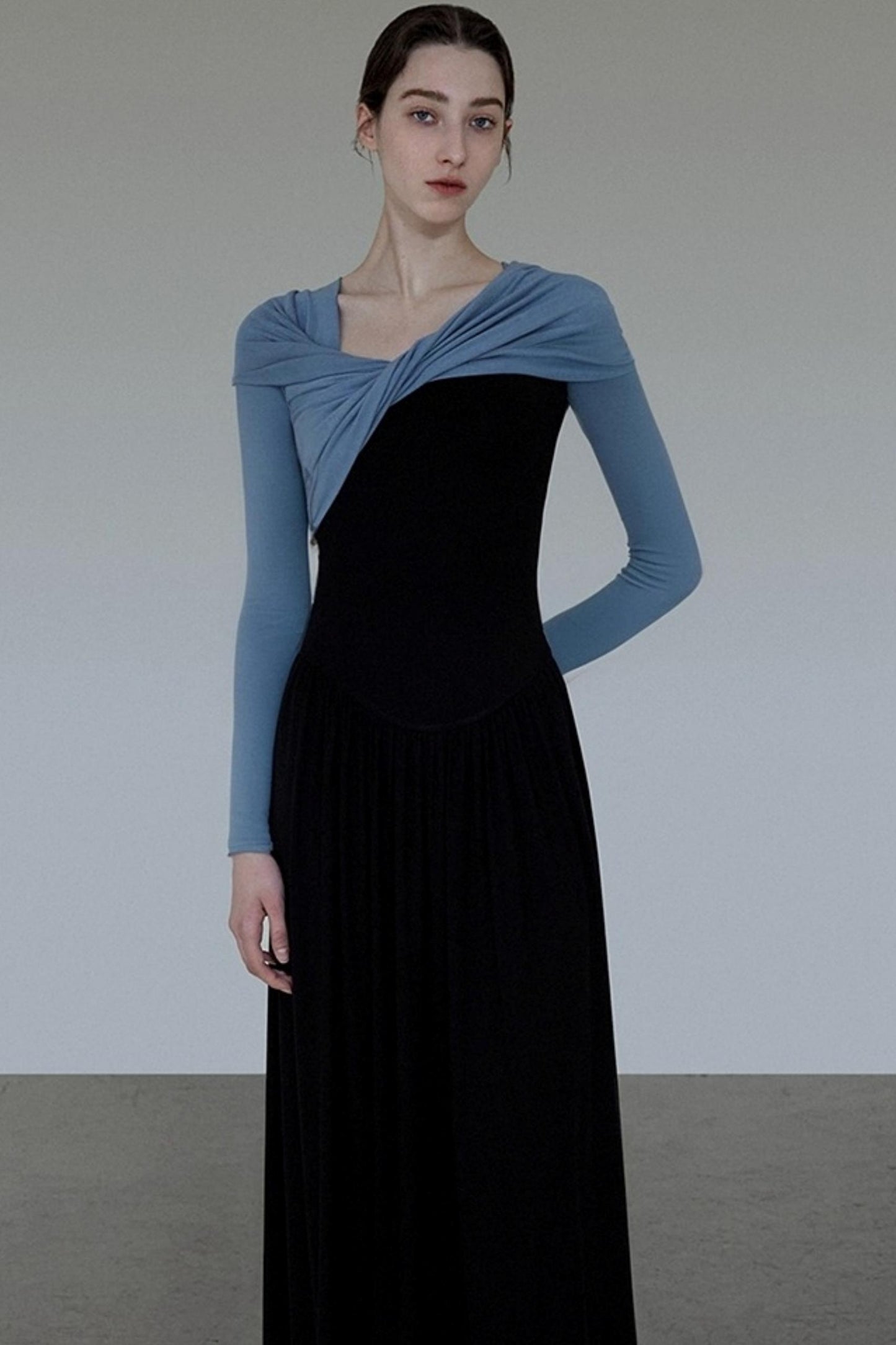French Autumn One-Shoulder Knitted Dress