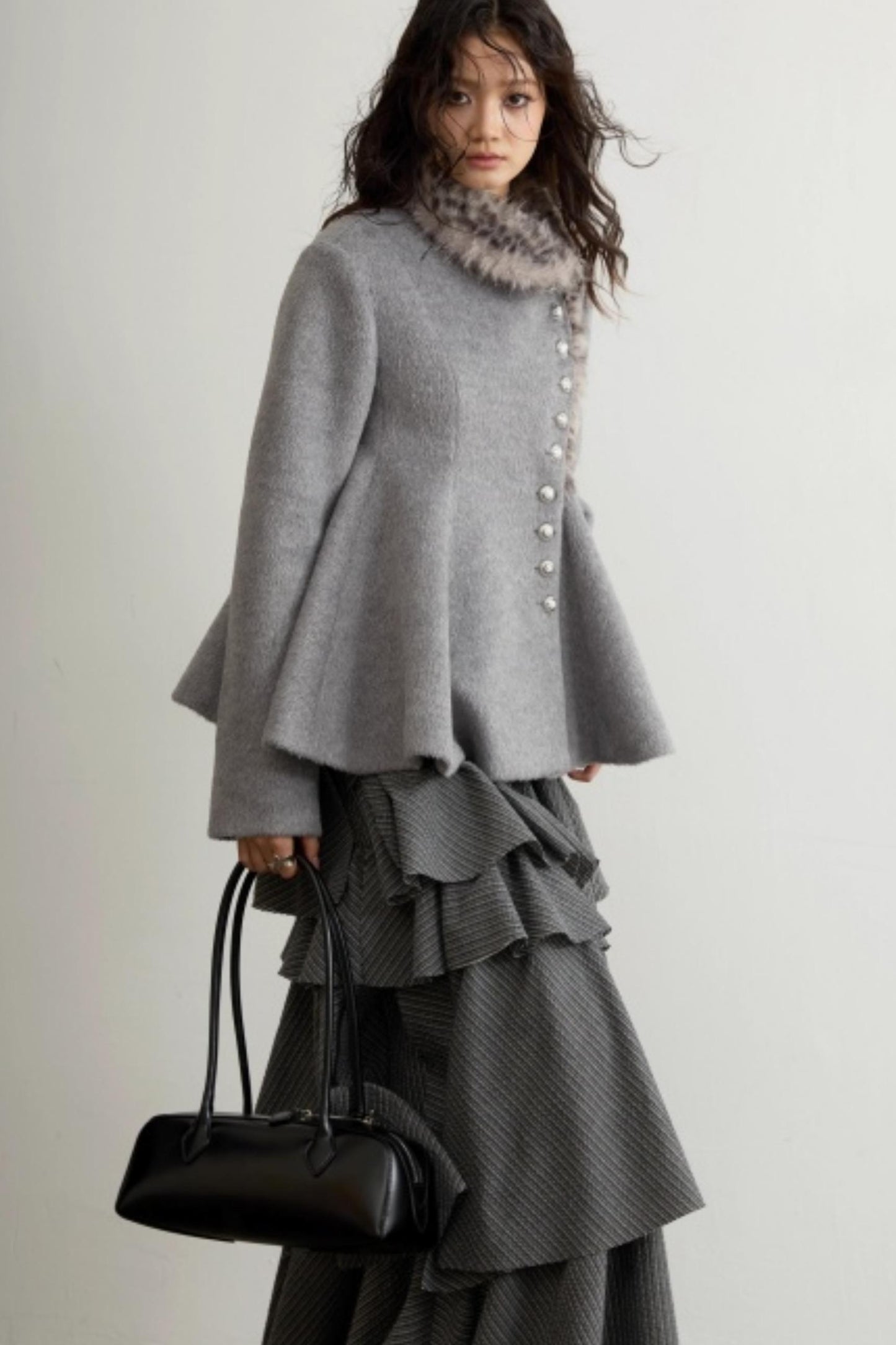 Retro Ruffled Striped Skirt