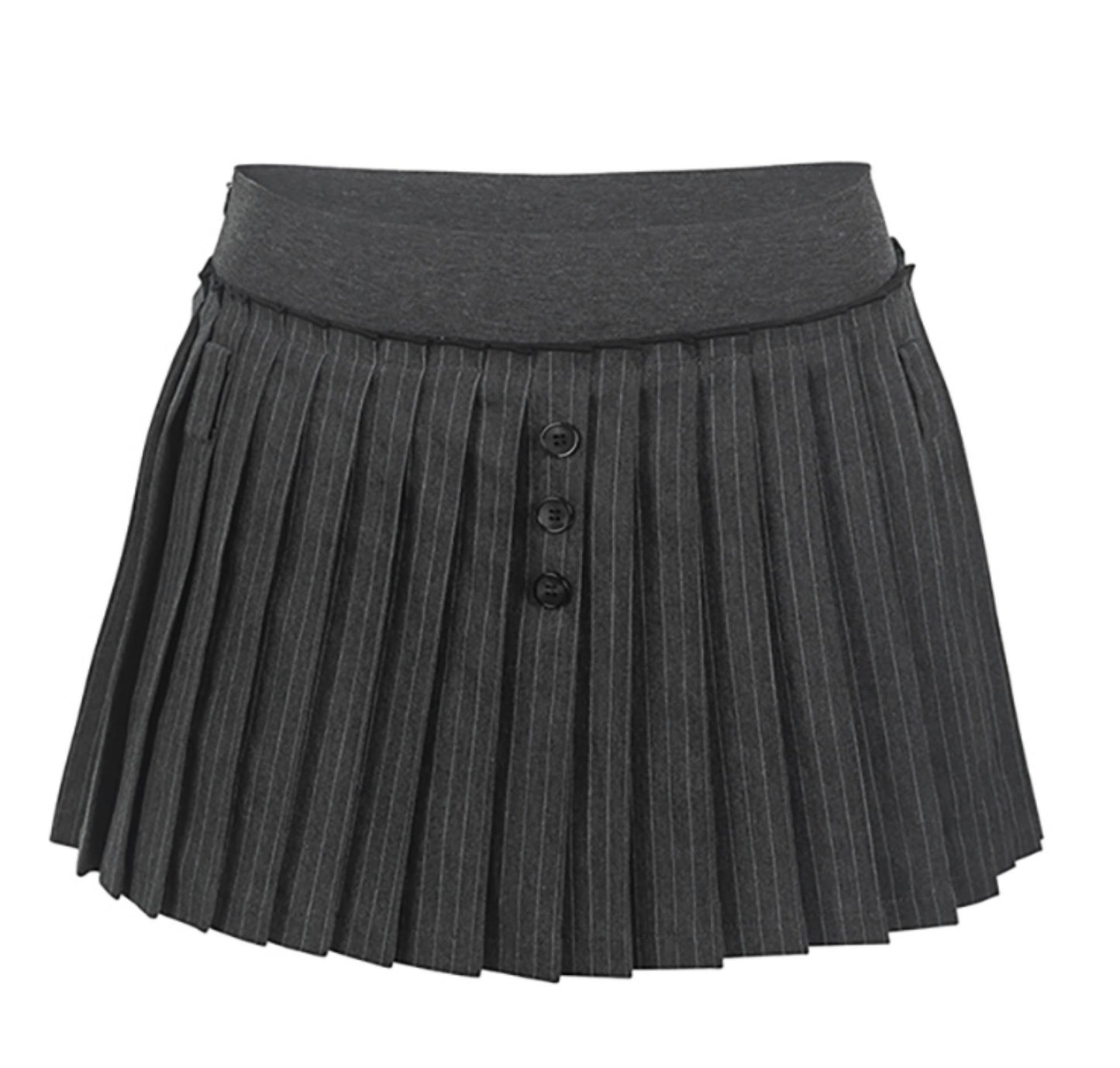 Black Pleated Striped Skirt