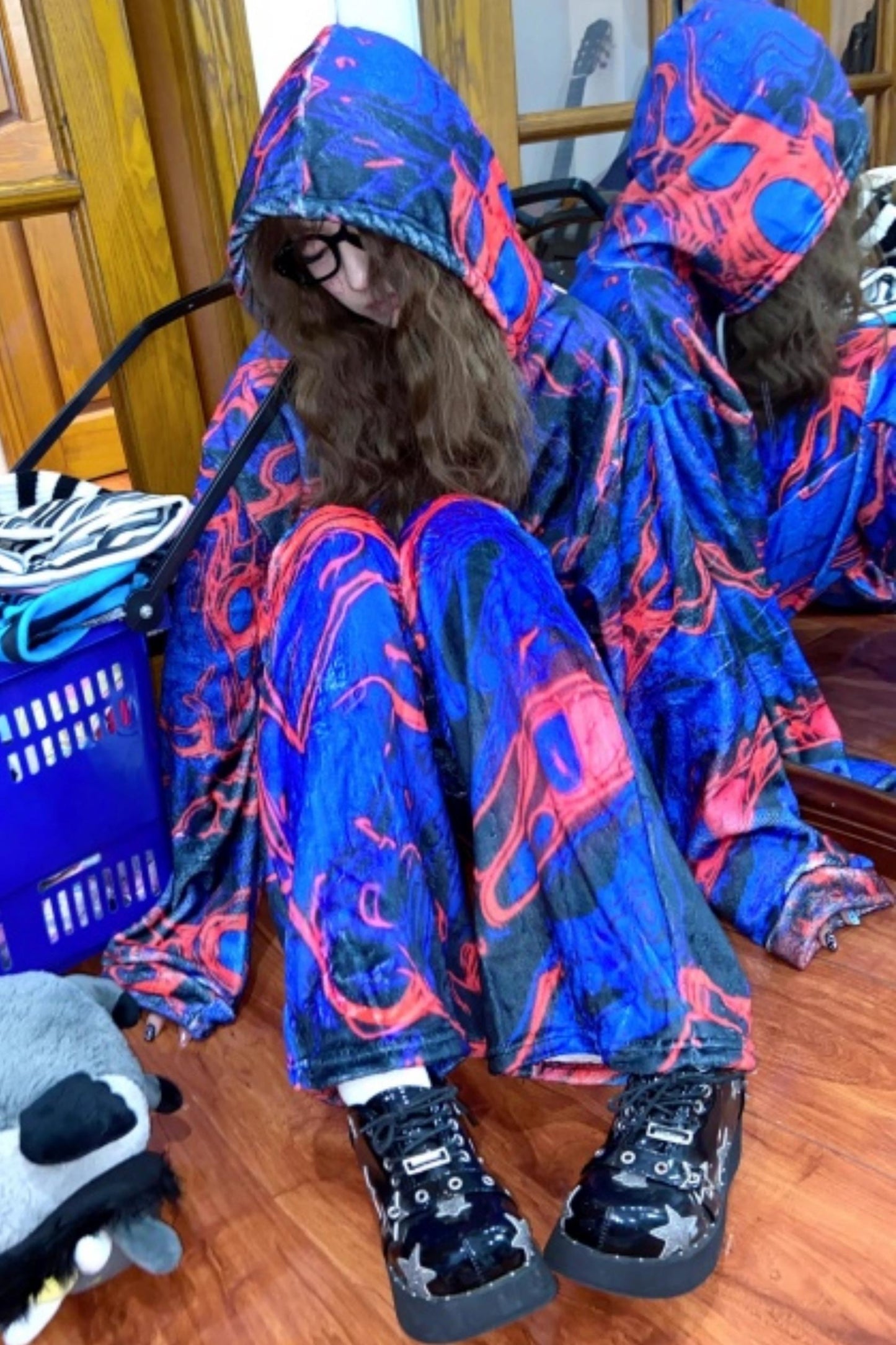 Blue Cell Wide-Leg Pants