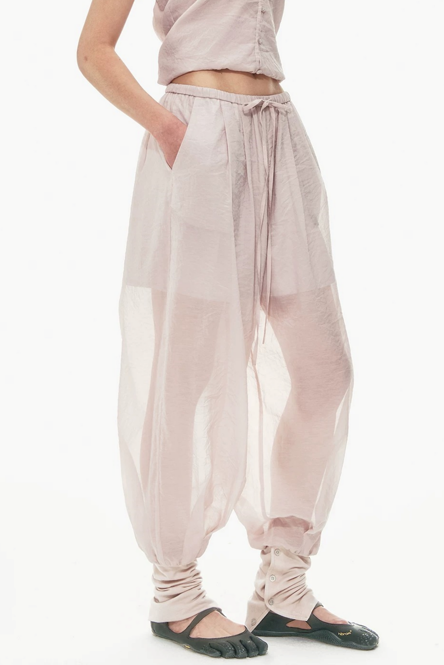 Pink Halter Neck Vest Set-Up