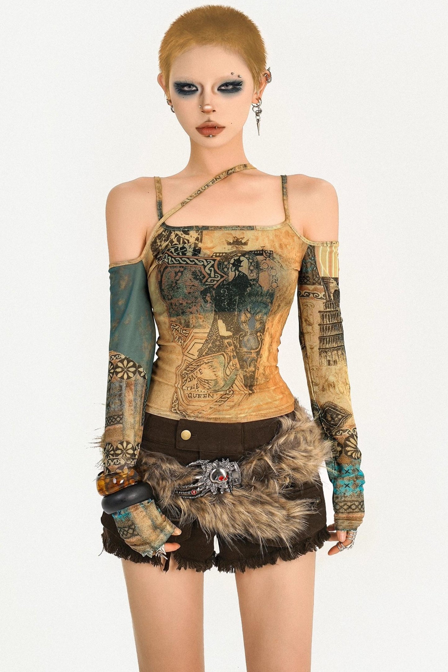 Retro Hairy Skull Scalp Belt