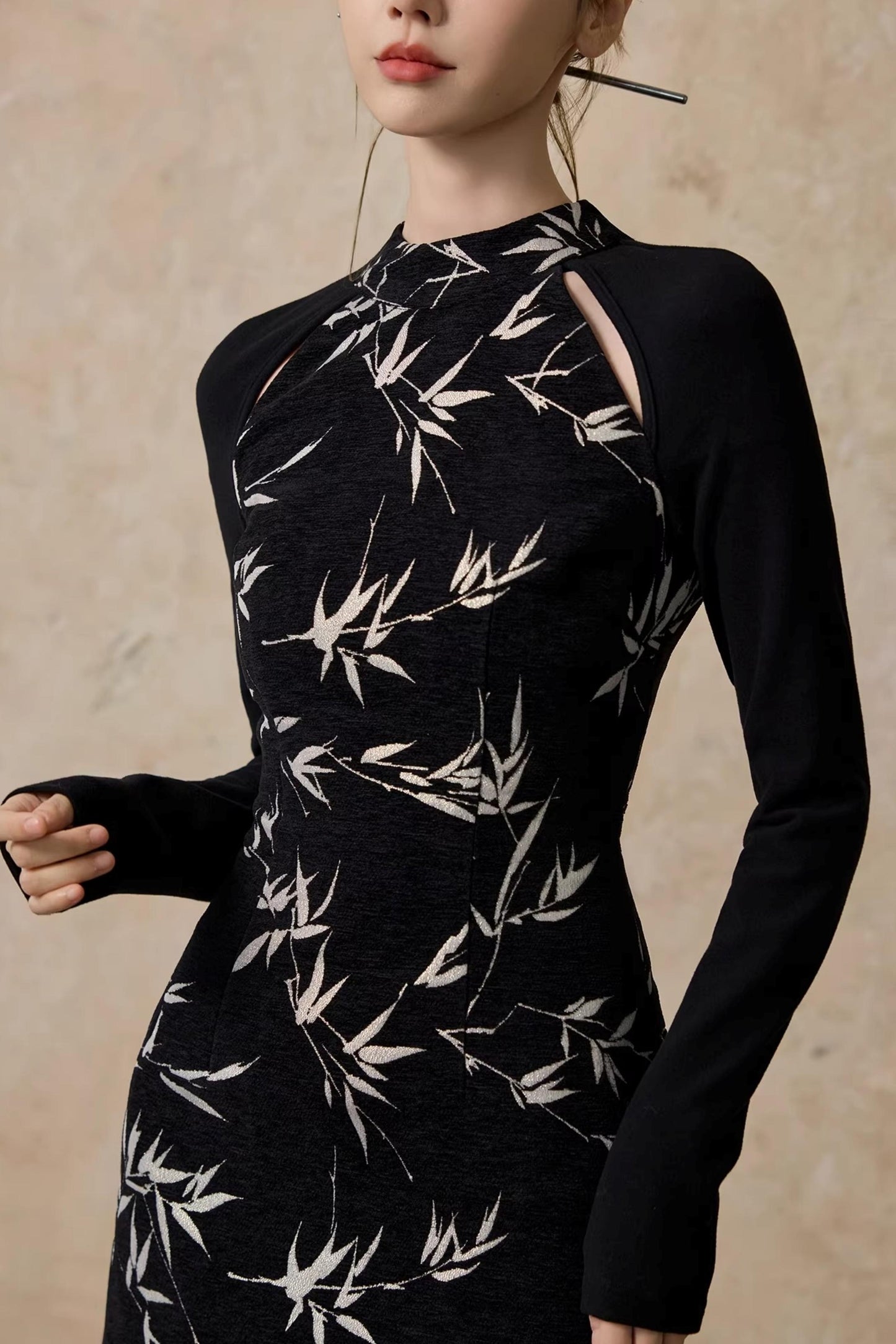 Bamboo Leaf Cheongsam Dress