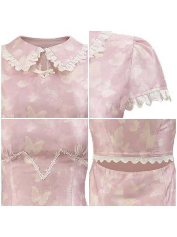 Chinesischer Stil Schmetterlings-Kleid in Knielänge