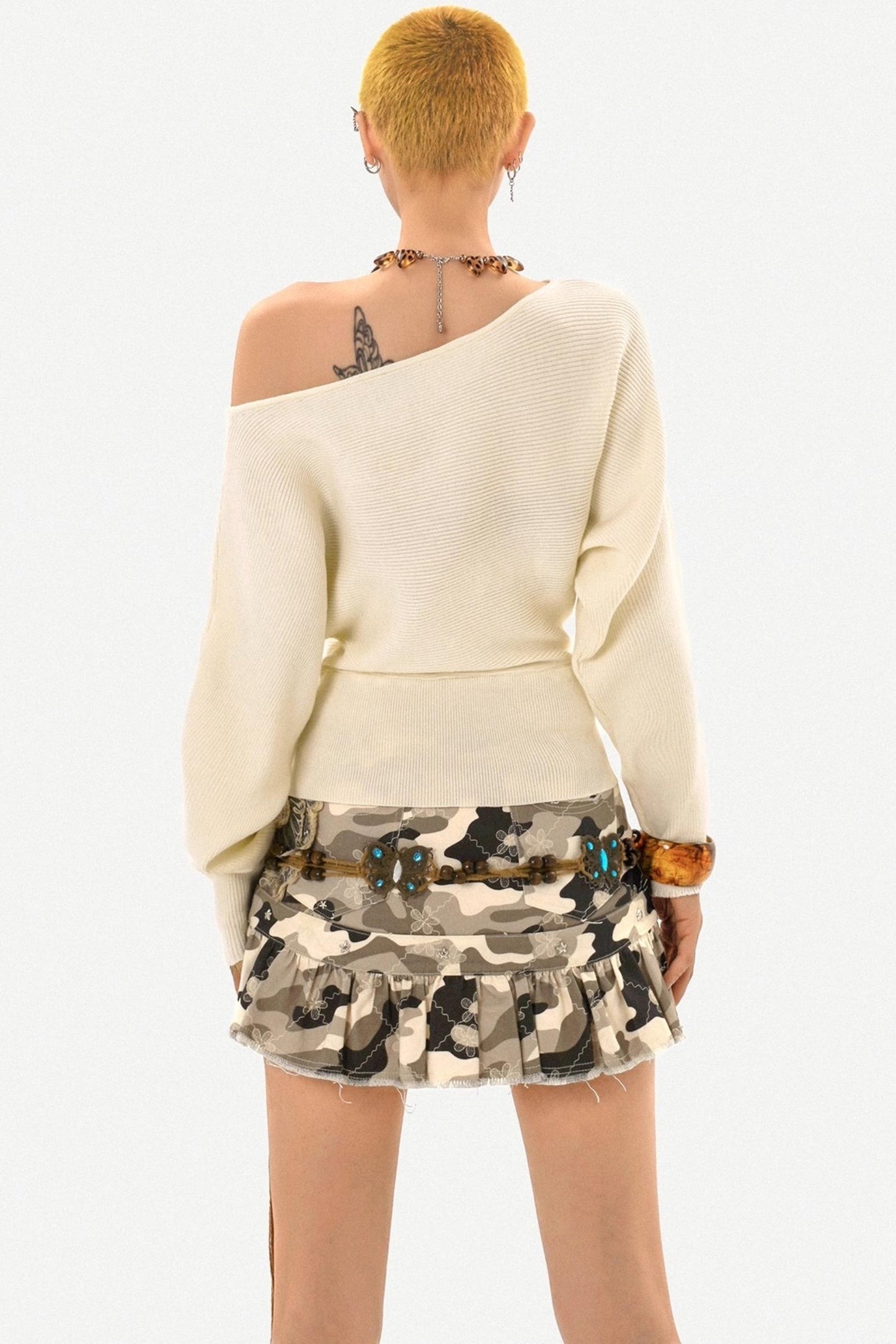Original Camouflage Lace Spliced Ruffled Skirt