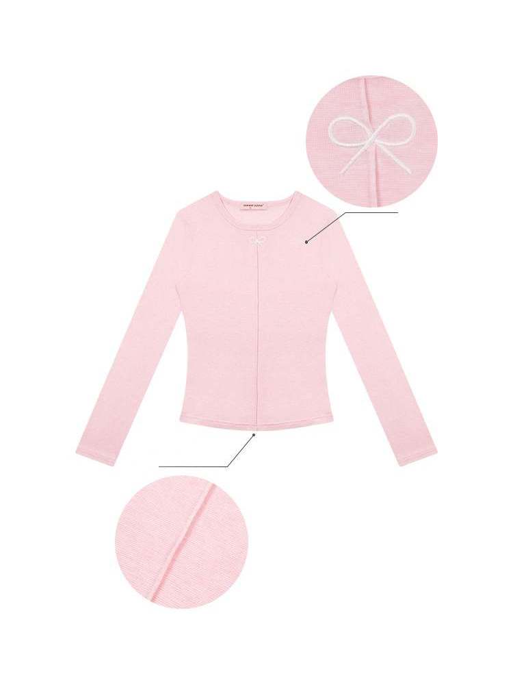 Bow Knot Semi-Sheer Slim Fit Bottoming Shirt