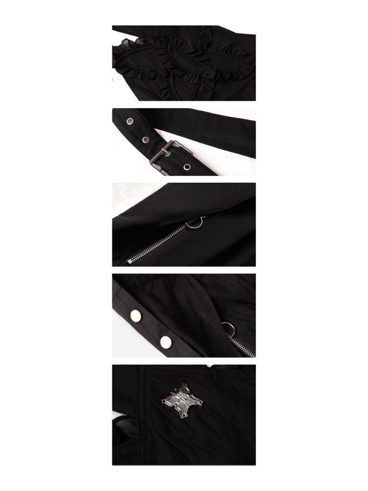 Spitzenweite Beinform-Jumpsuit Rückseite Hosen