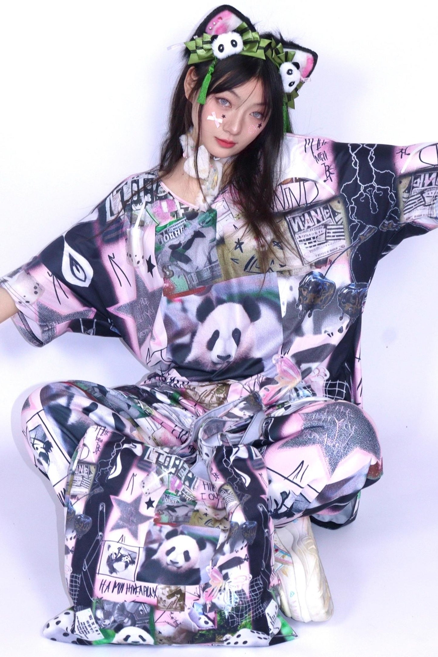 Mile Panda Canvas Shoulder Tote Bag