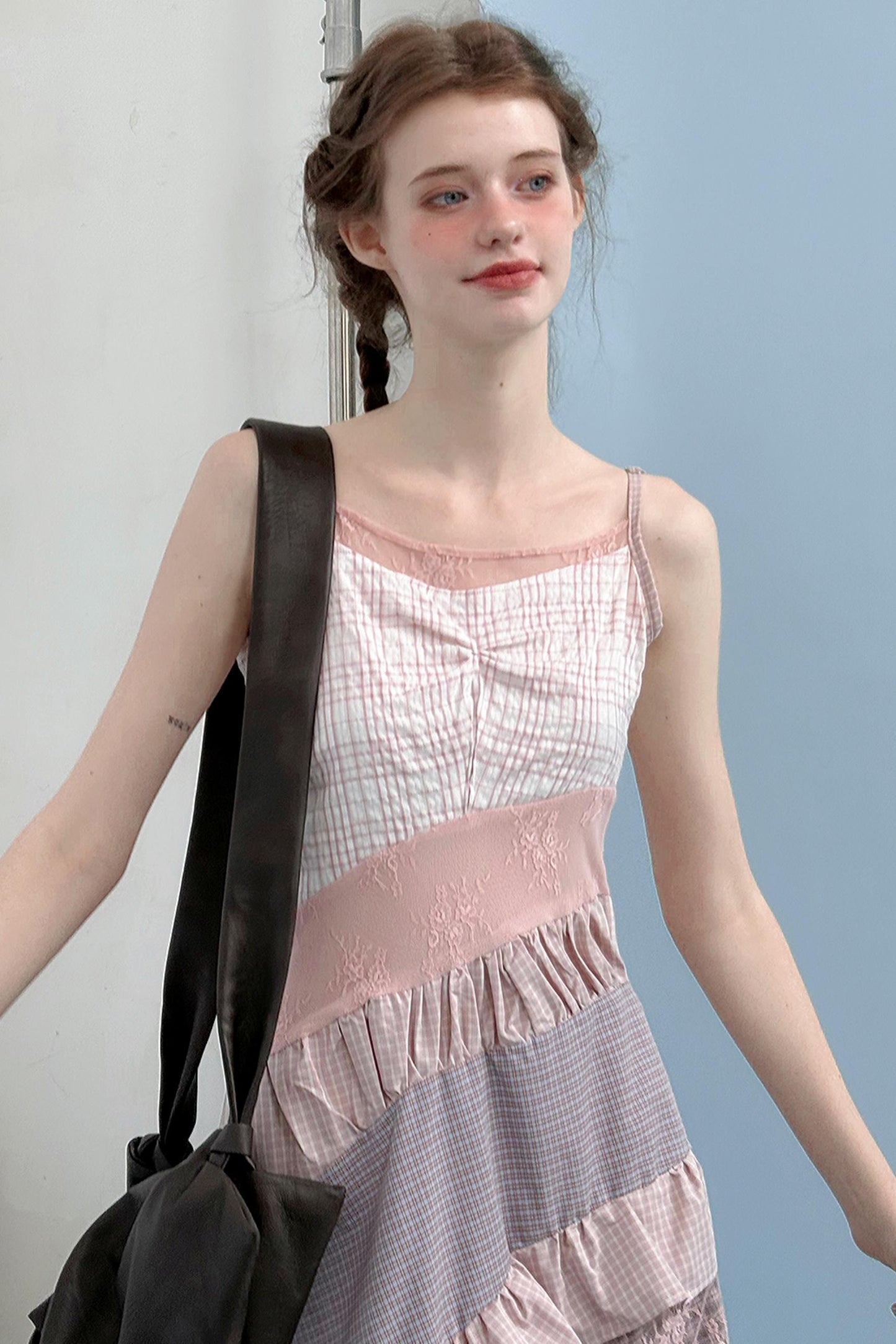 Pink Patchwork Camisole Dress