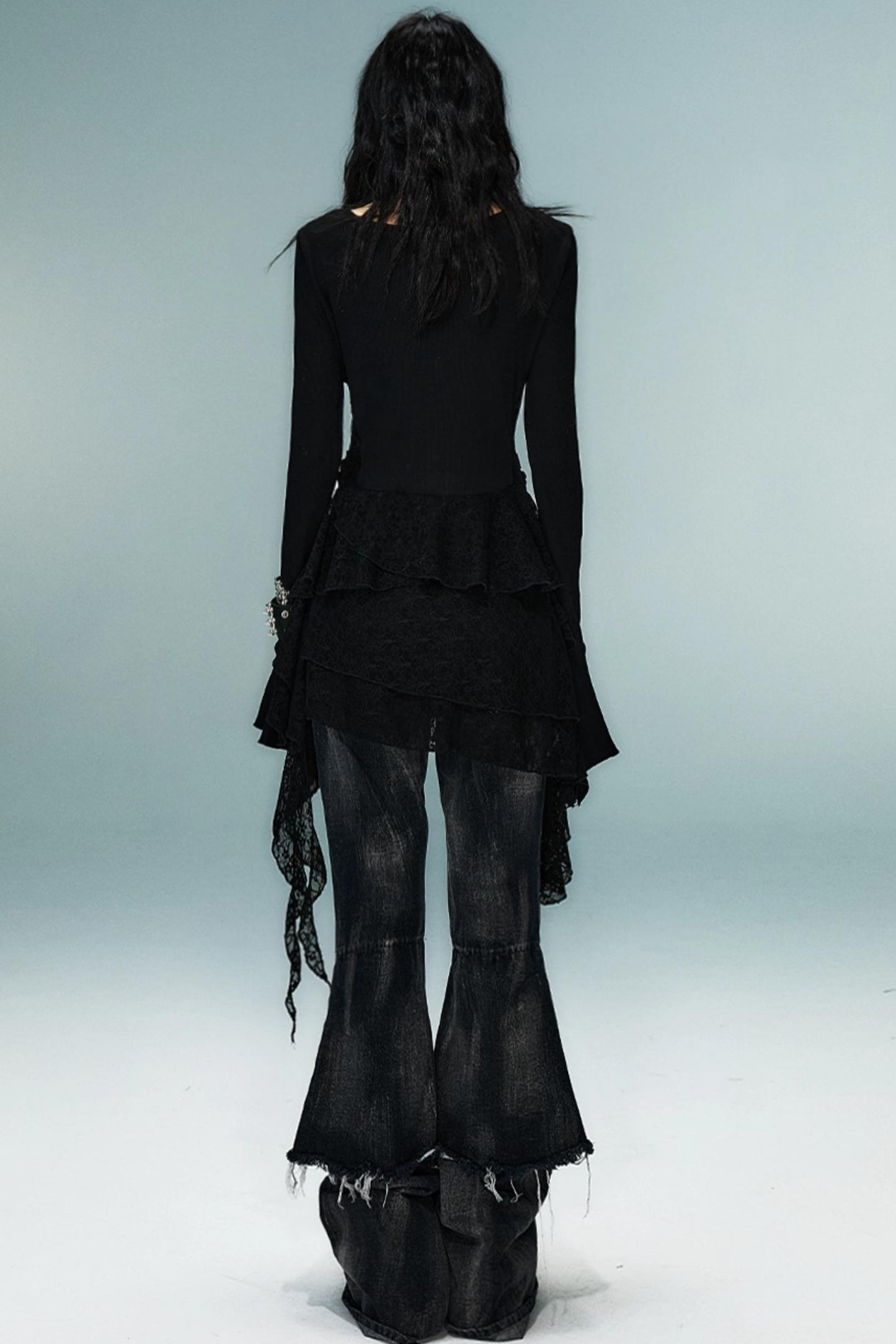 Dark Punk Goth Skinny Ruffle Dress