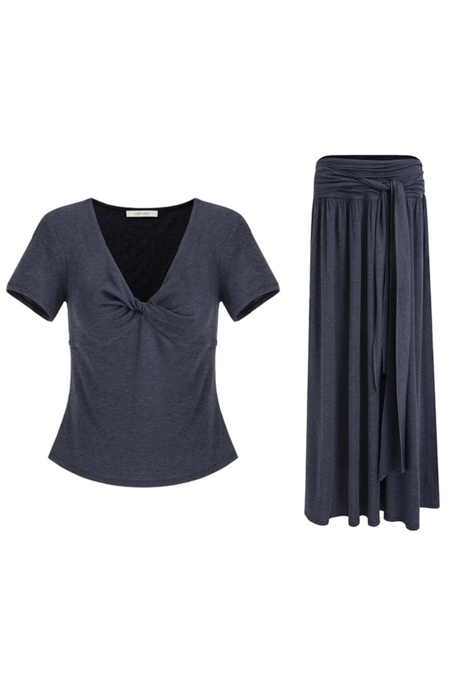 Draped Knit Tee Skirt Set-Up