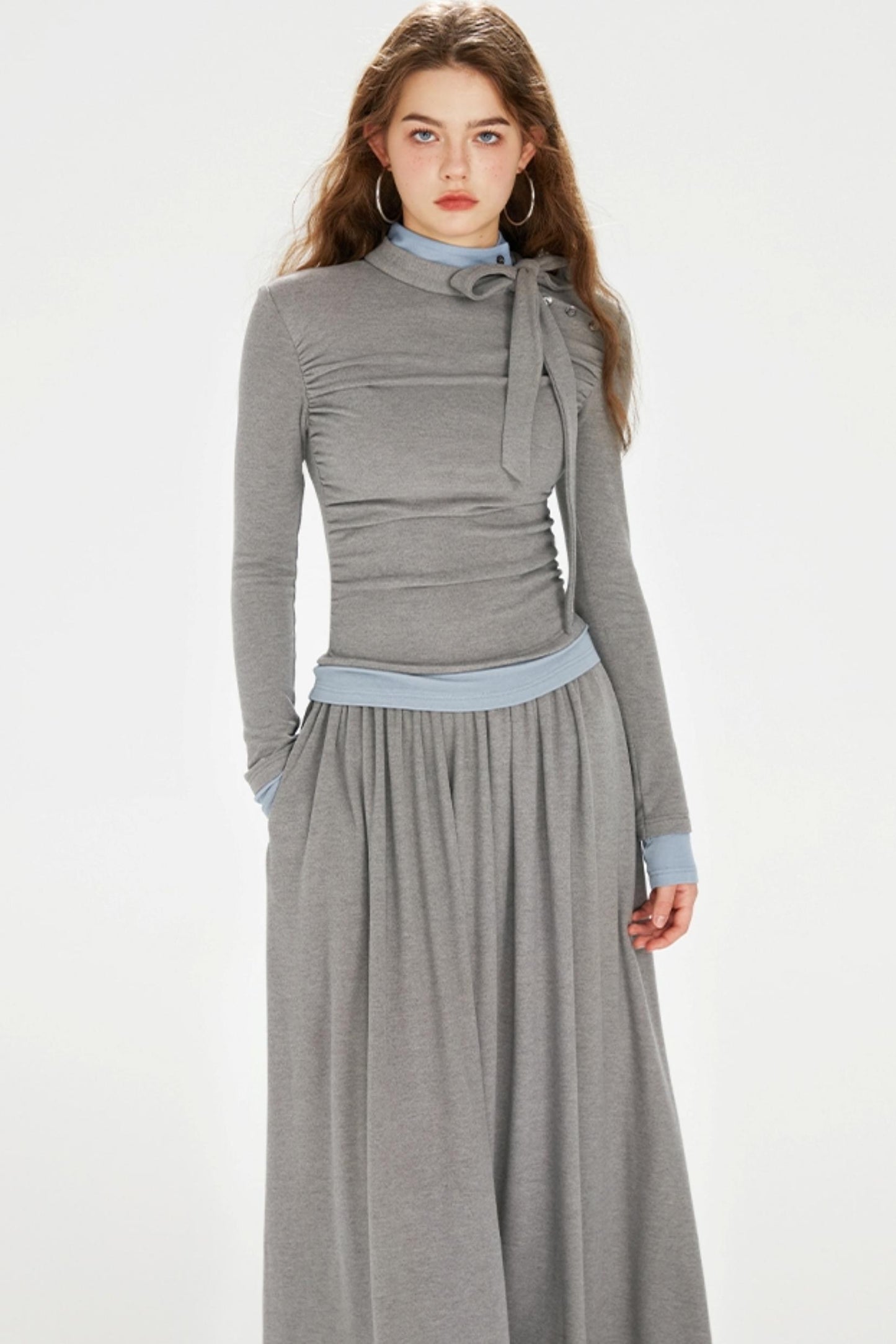 Color Clash Drawstring Dress