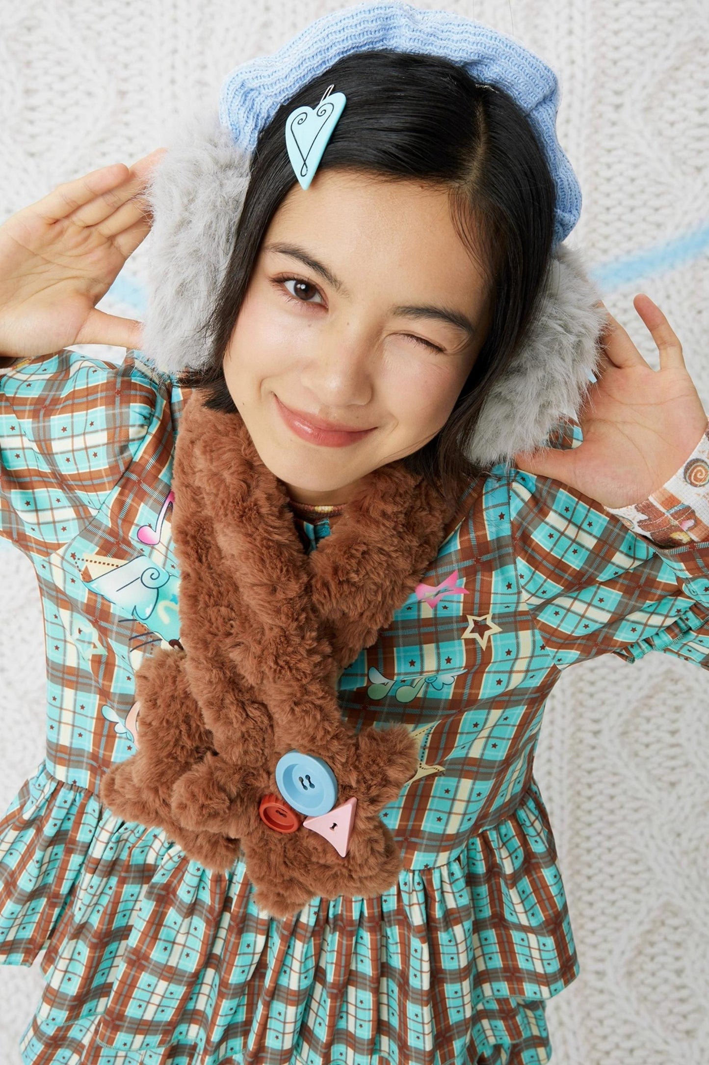 Y2K Plush Two-Tone Scarf