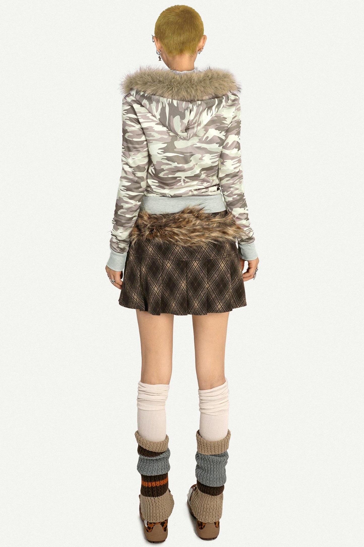 American Retro Plaid Pleated Skirt