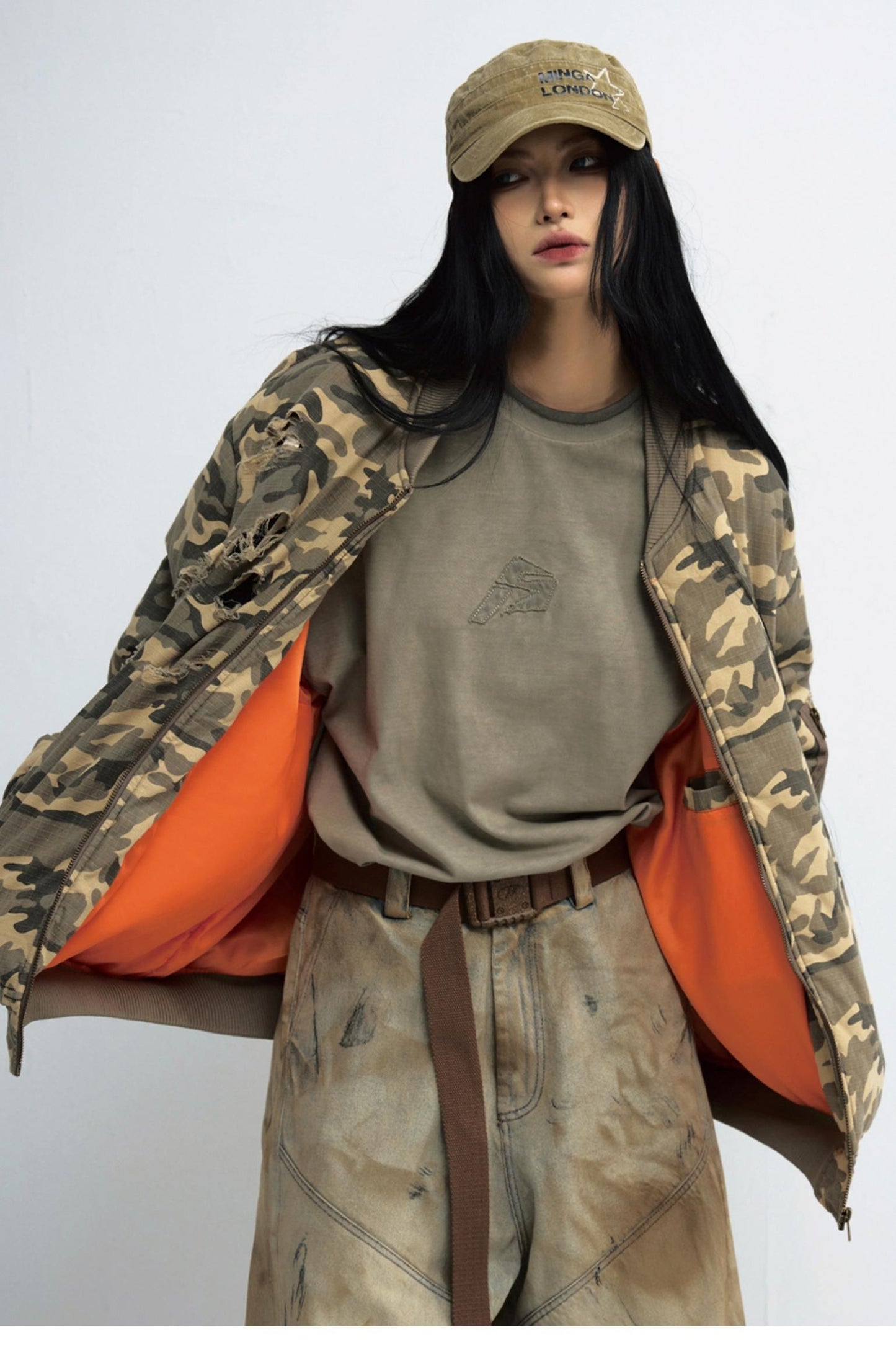 Punk Camouflage Ripped Flugjacke