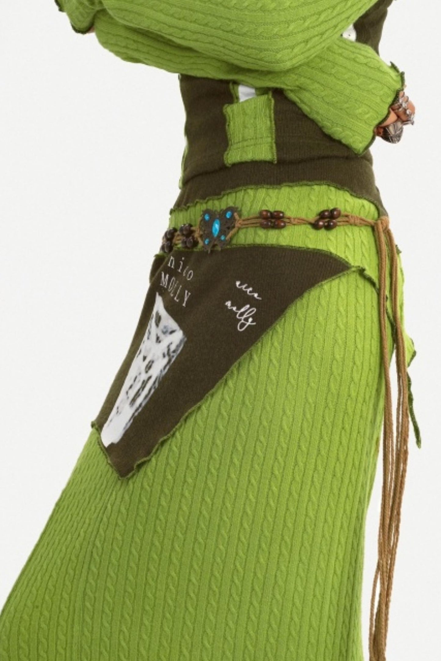 Green Off-Shoulder Top Skirt Set-Up